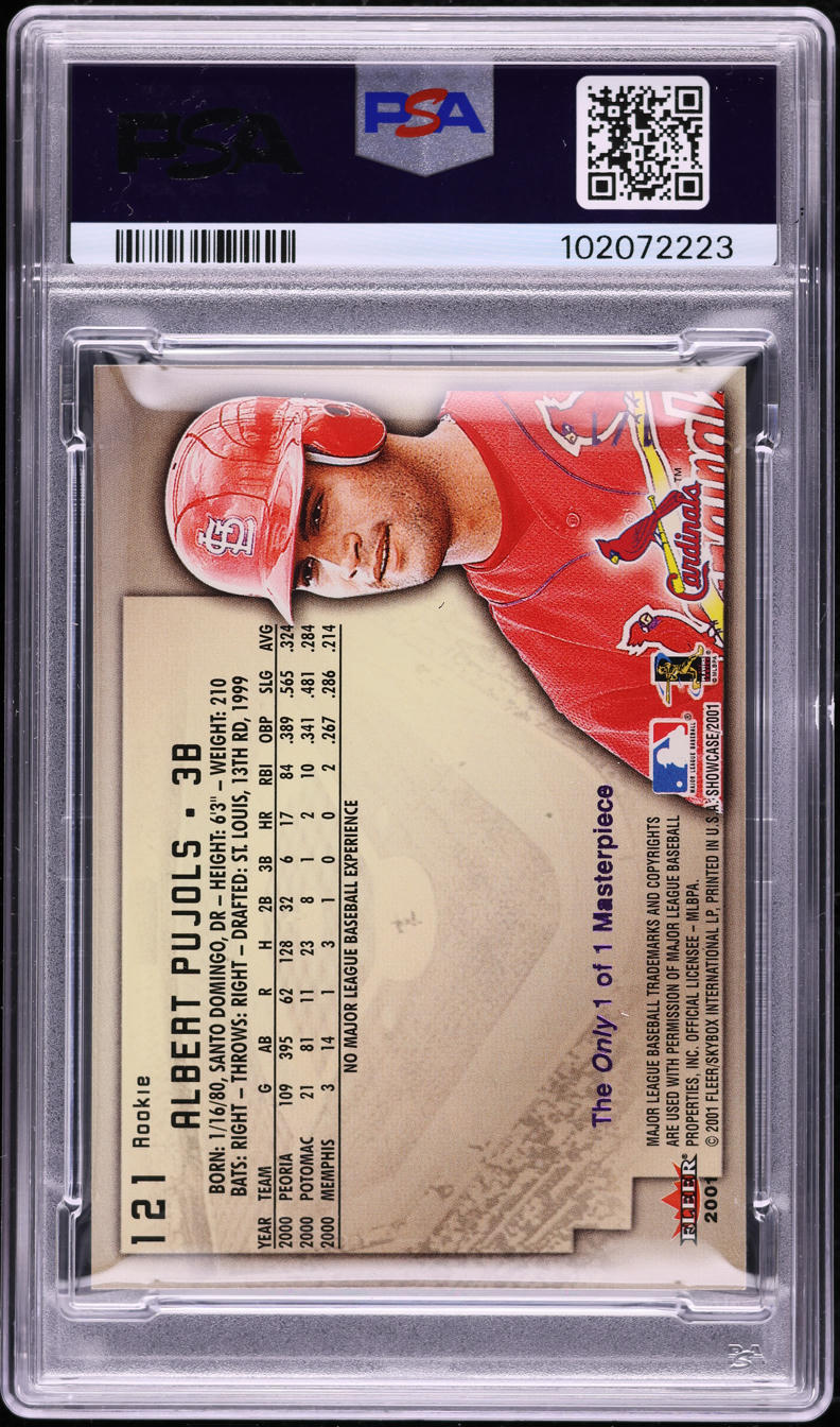 2001 Fleer Showcase Masterpiece Albert Pujols ROOKIE 1/1 #121 PSA 4 VGEX