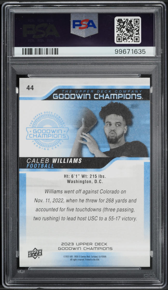 2023 Upper Deck Goodwin Champions Caleb Williams ROOKIE #44 PSA 8 NM-MT