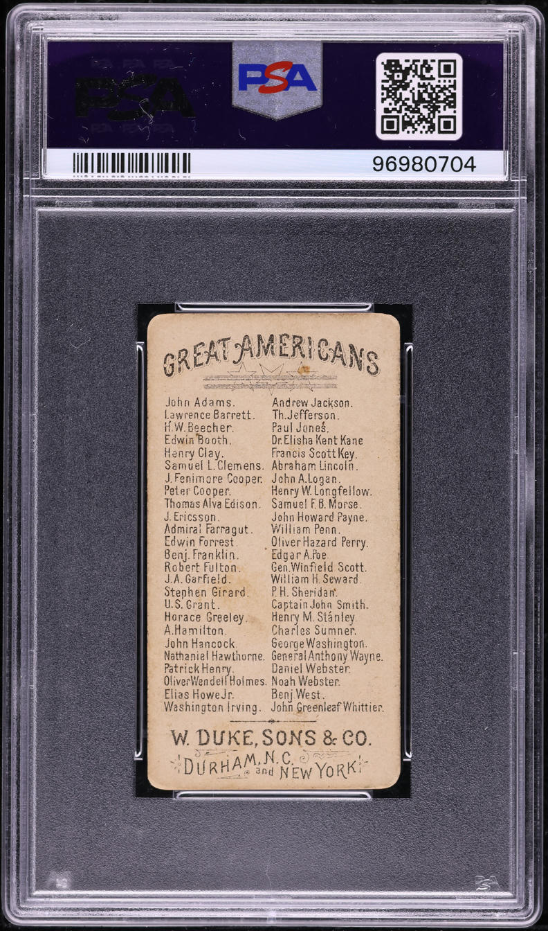 1888 N76 W.Duke Sons & Co. Great Americans Thomas Alva Edison PSA 2 GD