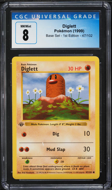 1999 Pokemon Base Set Shadowless Diglett #47 CGC 9.5 MINT+ on Fanatics  Collect