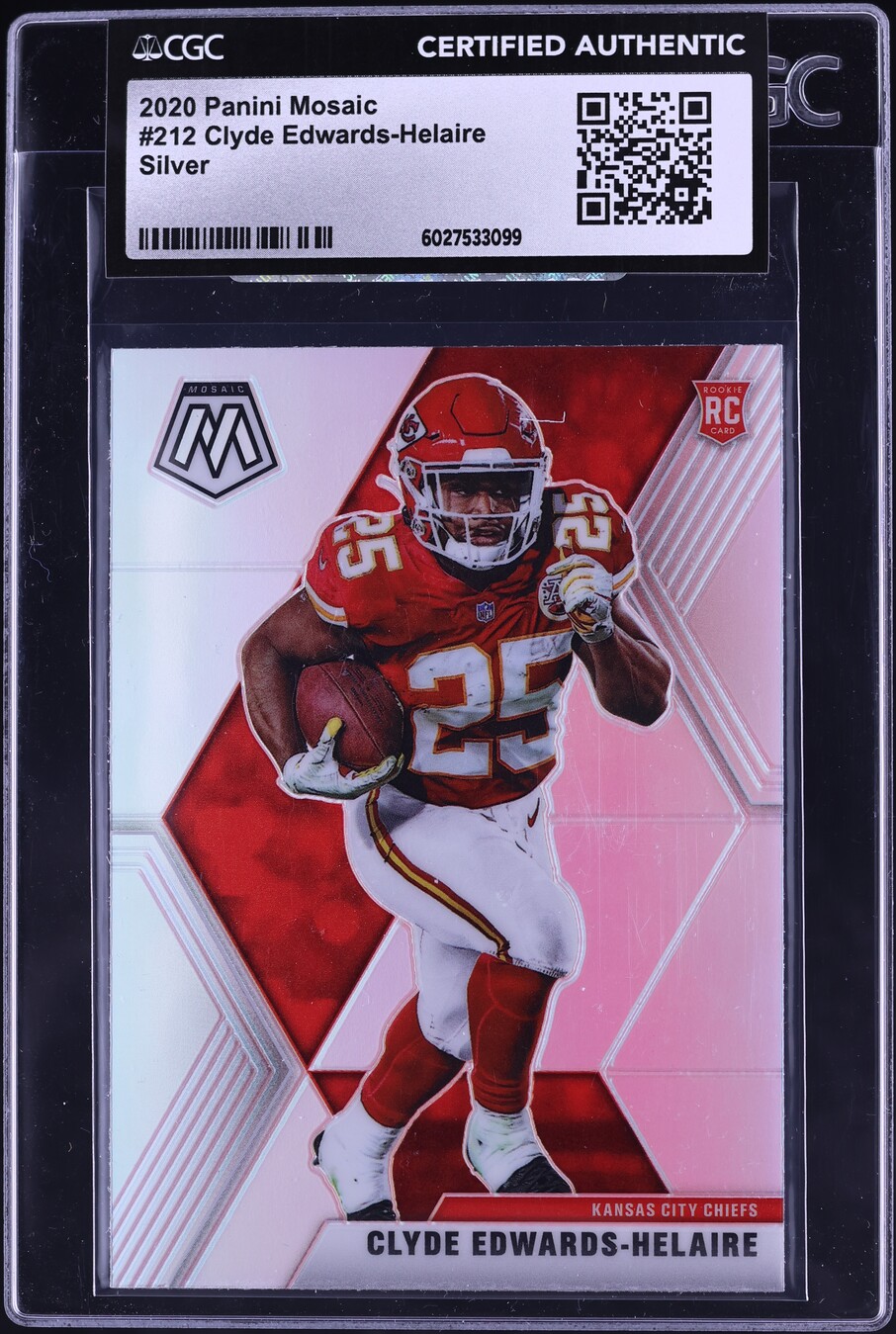 2020 Panini Mosaic Silver Clyde Edwards-Helaire ROOKIE #212 CGC AUTH