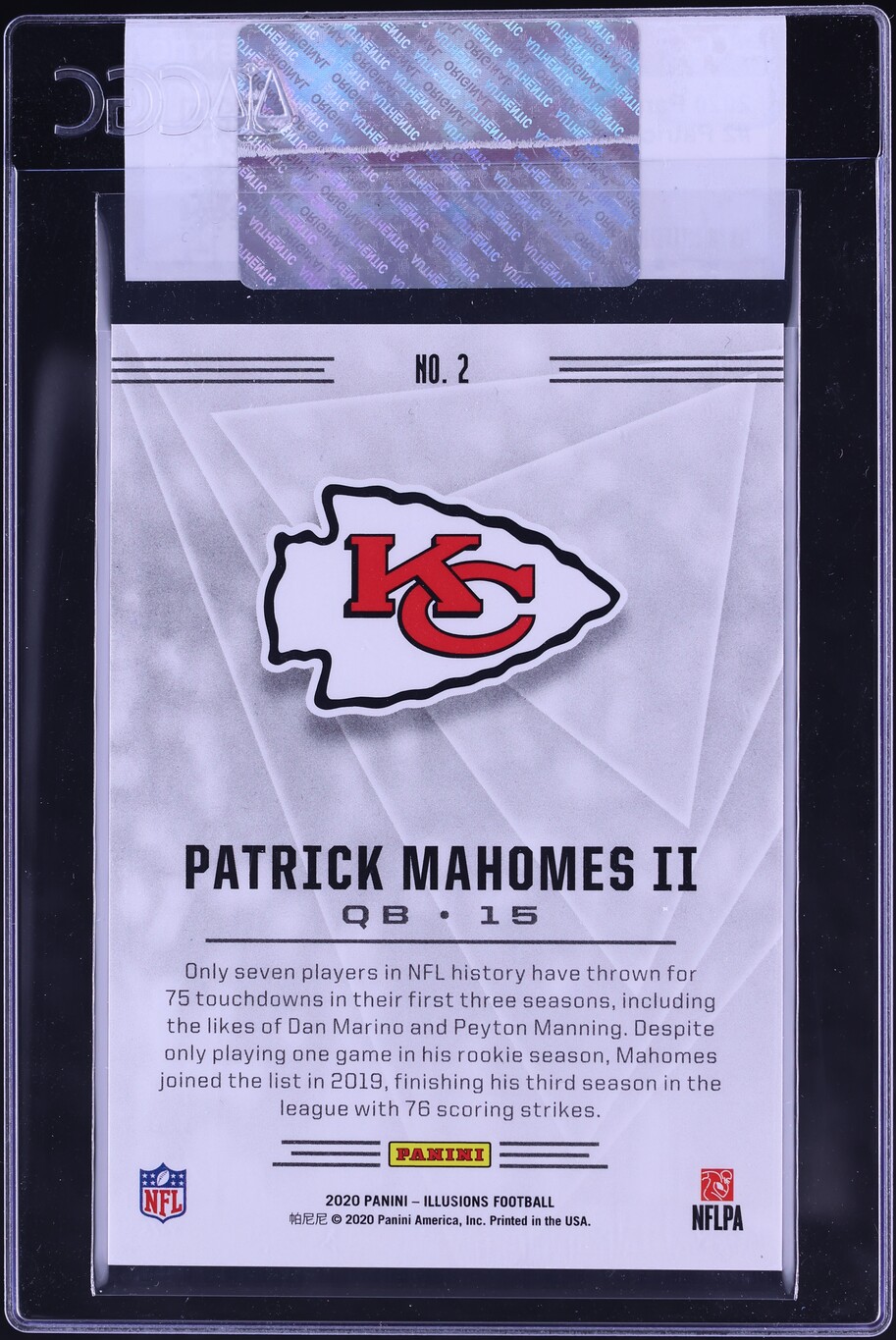 2020 Panini Illusions Patrick Mahomes II #2 CGC AUTH