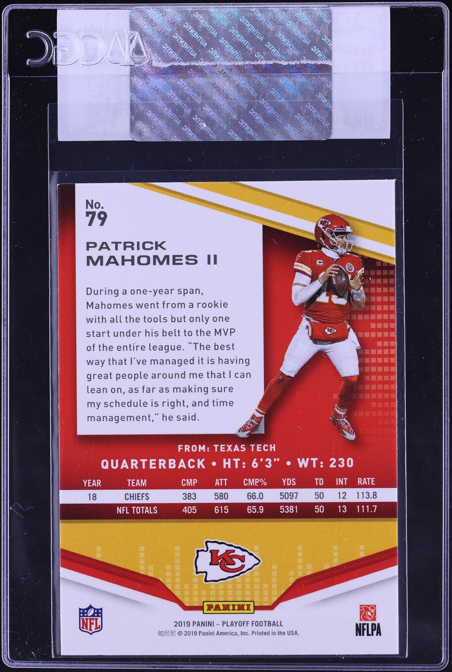 2019 Panini Playoff Patrick Mahomes II #79 CGC AUTH
