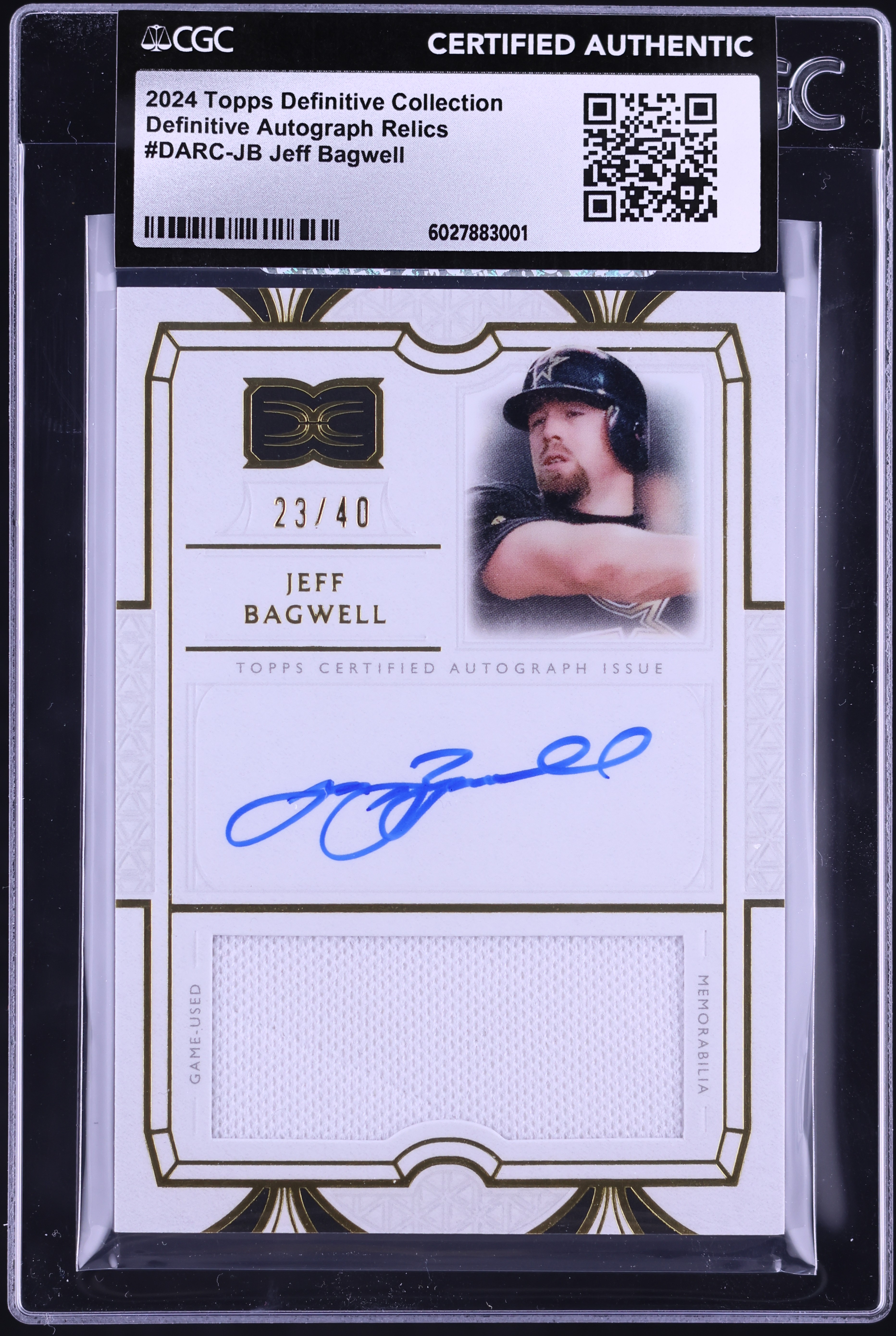 2024 Topps Definitive Collection Jeff Bagwell PATCH AUTO /40 #DARC 