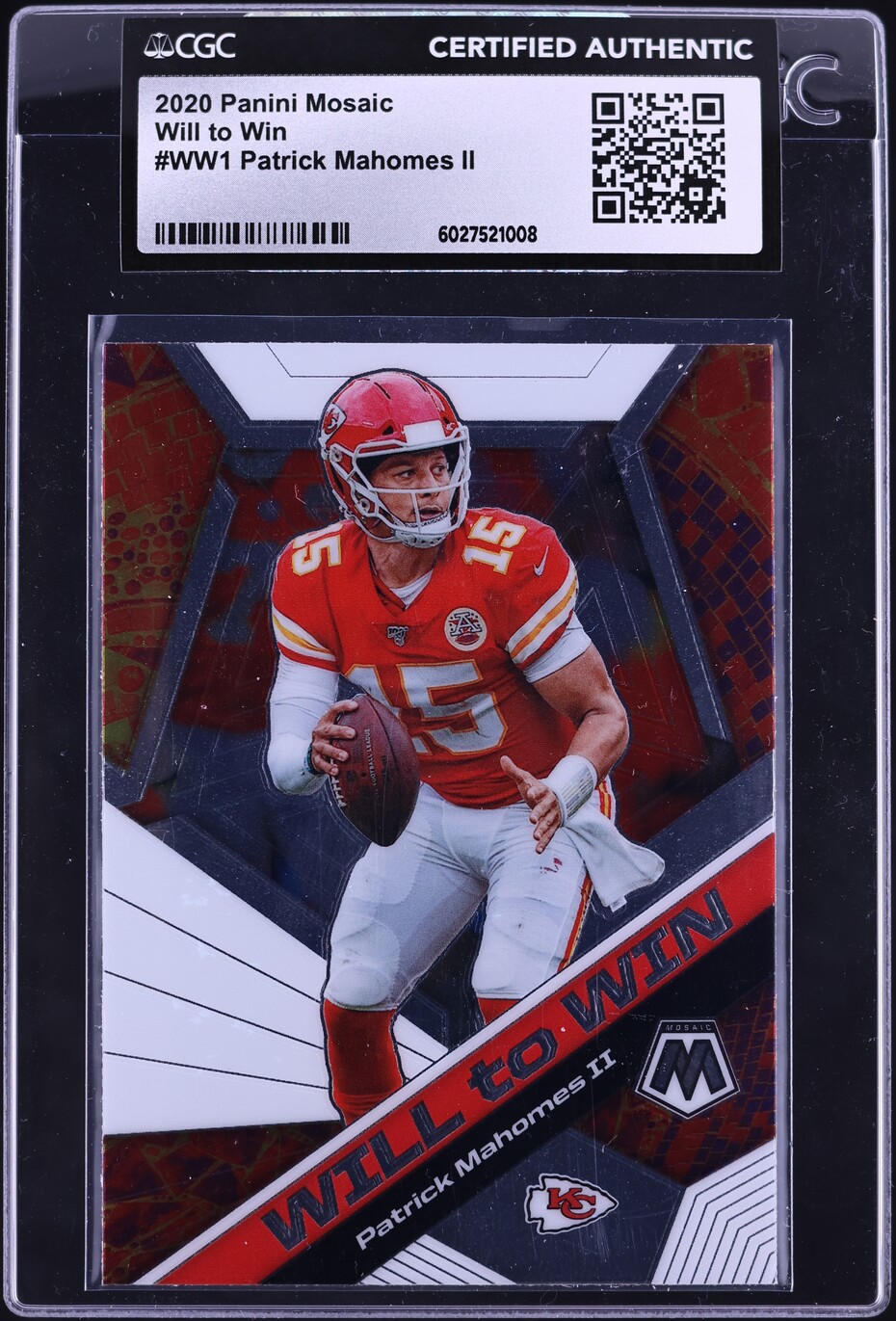 2020 Panini Mosaic Will To Win Patrick Mahomes II #WW1 CGC AUTH