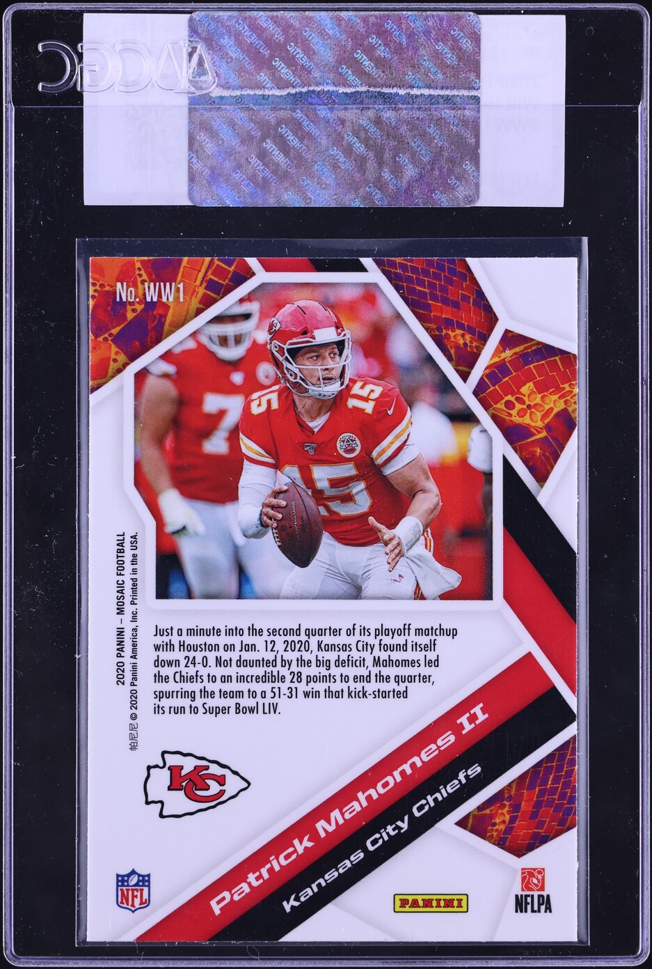 2020 Panini Mosaic Will To Win Patrick Mahomes II #WW1 CGC AUTH
