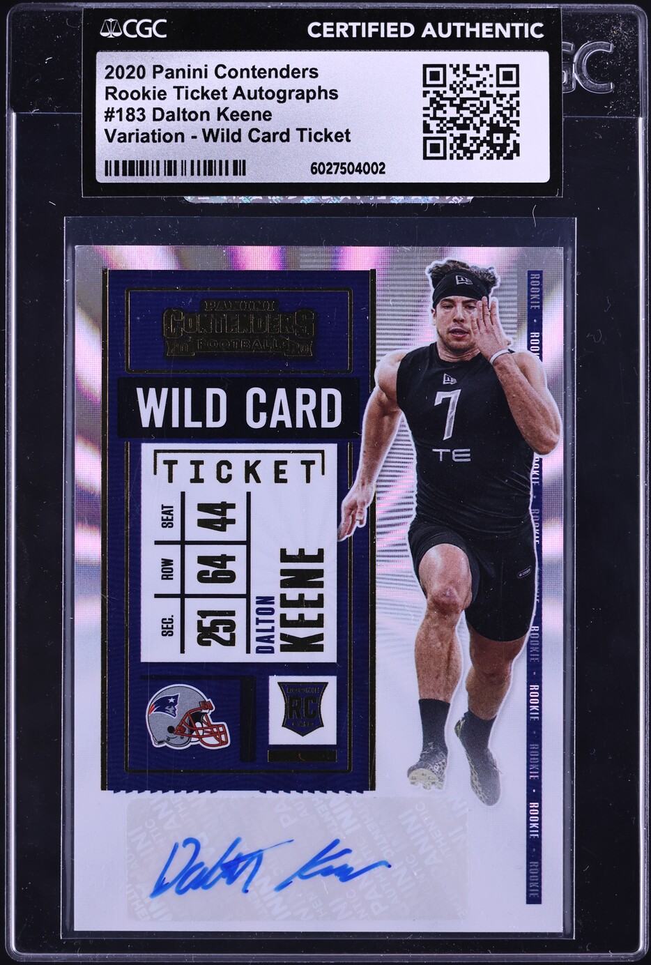 2020 Panini Contenders Wild Card Ticket Dalton Keene ROOKIE AUTO #183 CGC AUTH