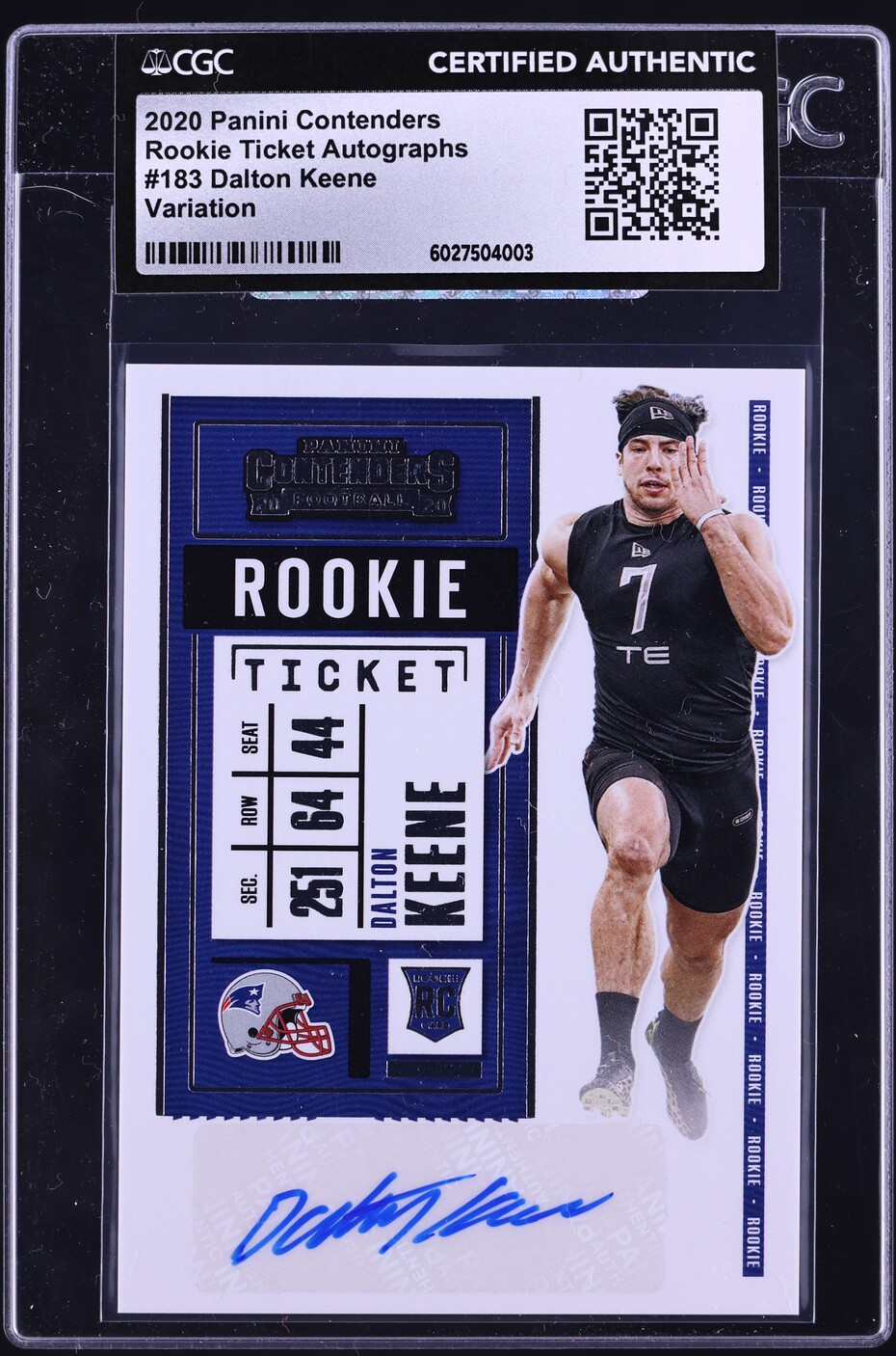 2020 Panini Contenders Ticket Variation Dalton Keene ROOKIE AUTO #183 CGC AUTH
