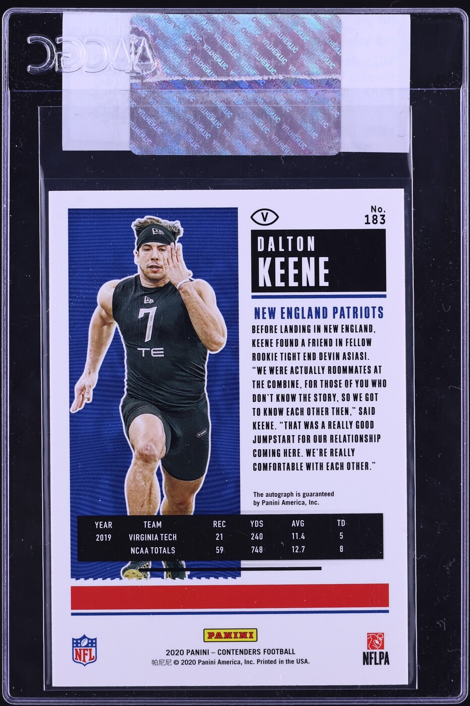 2020 Panini Contenders Ticket Variation Dalton Keene ROOKIE AUTO #183 CGC AUTH