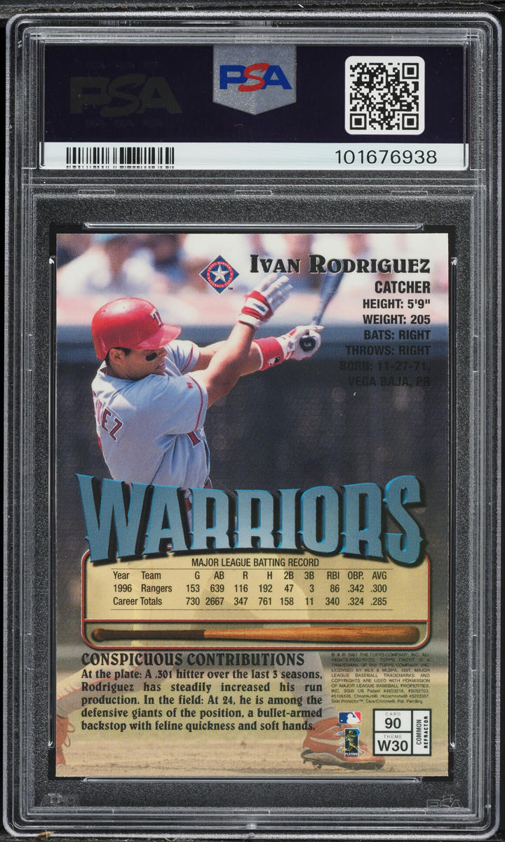 1997 Finest Refractor Ivan Rodriguez #90 PSA 10 GEM MINT