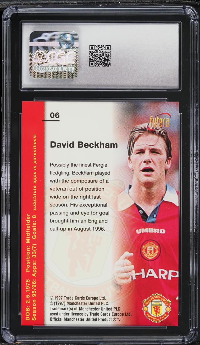 1997 Futera Manchester United David Beckham ROOKIE #6 CGC 7 NRMT