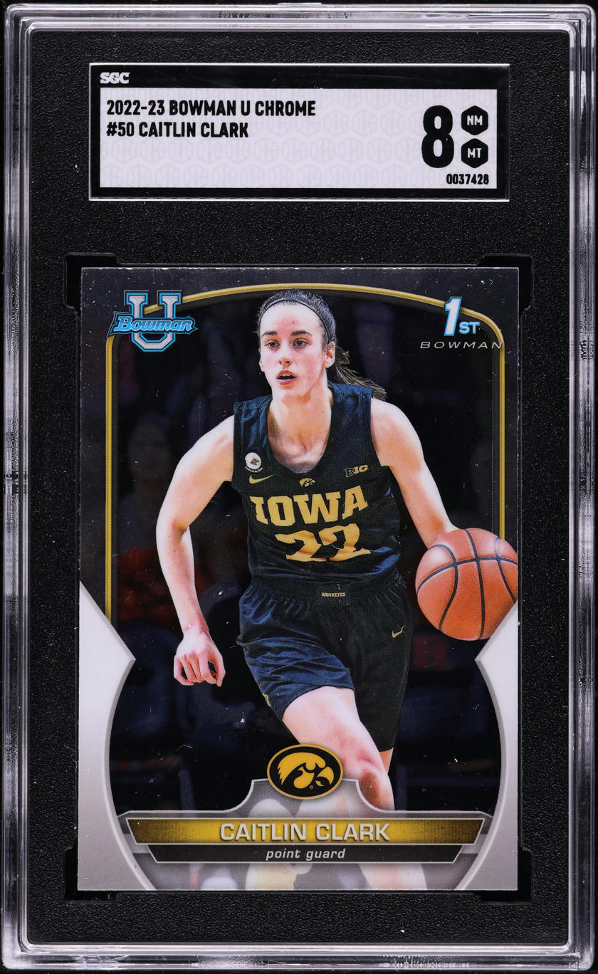 2022 Bowman University Chrome Caitlin Clark ROOKIE #50 SGC 8 NM-MT
