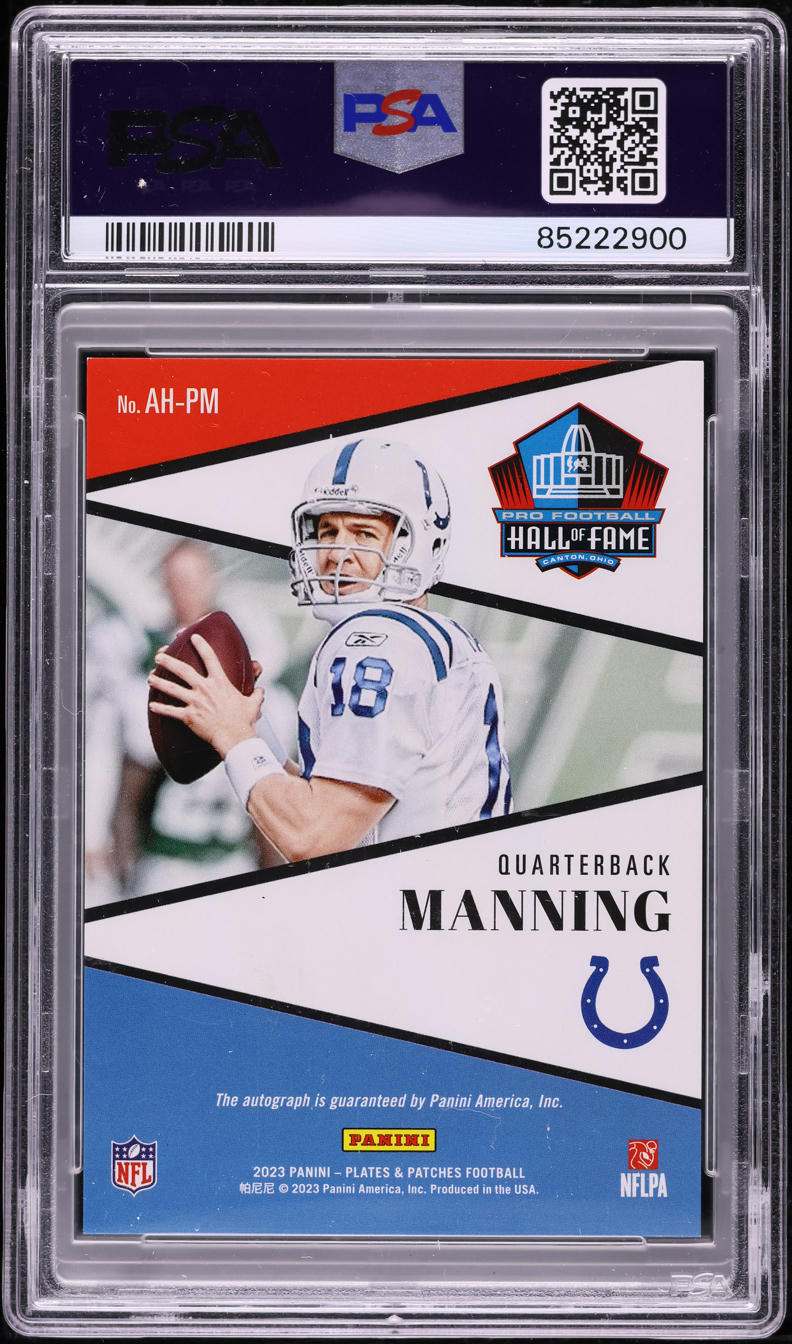 2023 Panini Plates & Patches All Hall Purple Peyton Manning AUTO /7 PSA 9 MINT
