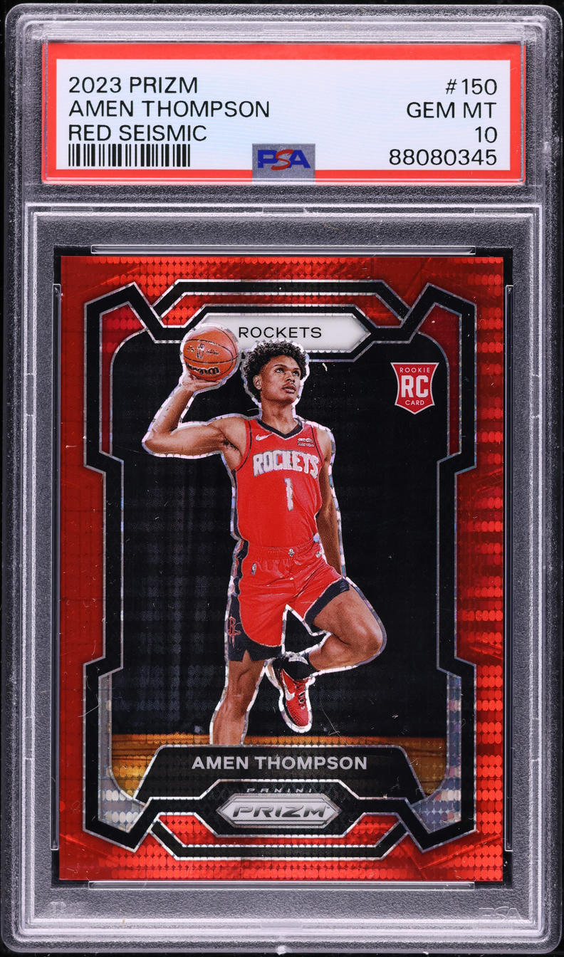2023 Panini Prizm Red Seismic Amen Thompson ROOKIE /299 #150 PSA 10 GEM MINT