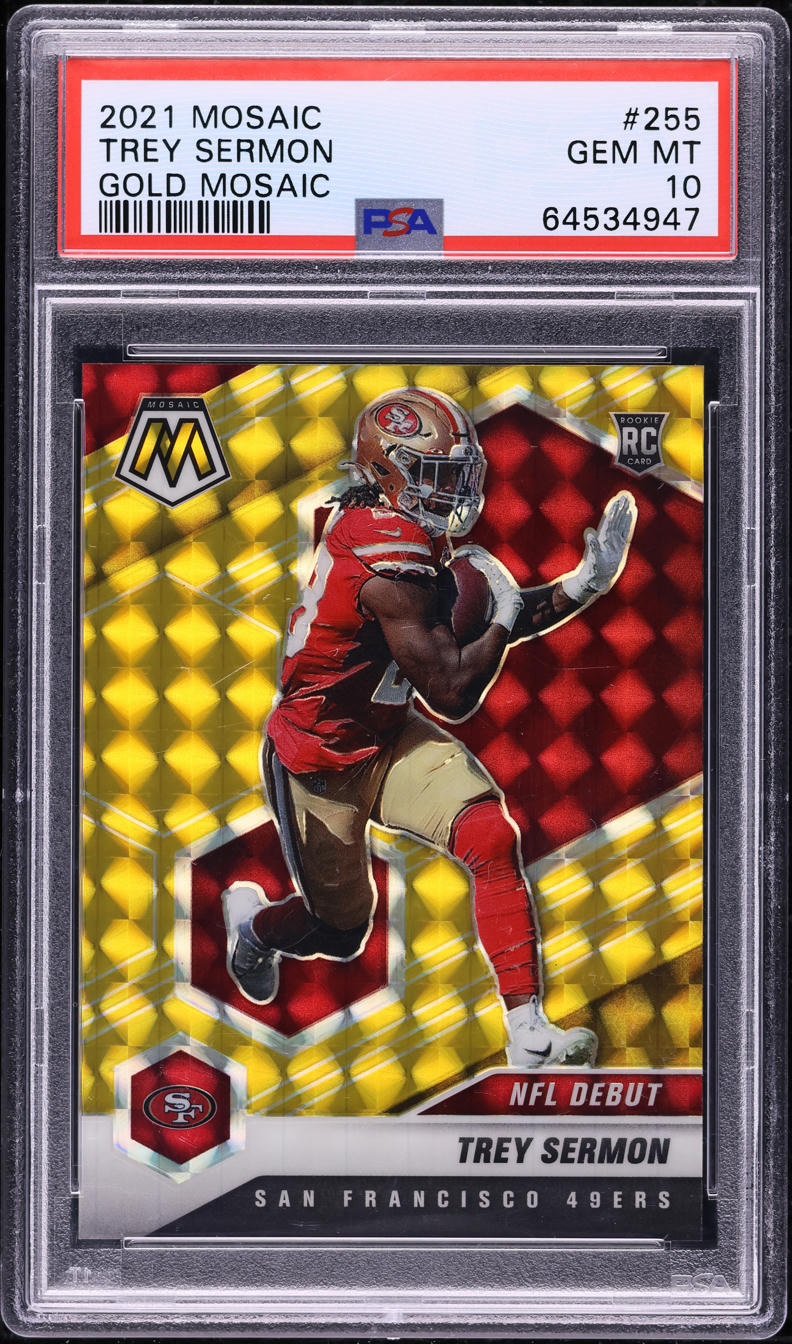 2021 Panini Mosaic Gold Trey Sermon ROOKIE /10 #255 PSA 10 GEM MINT