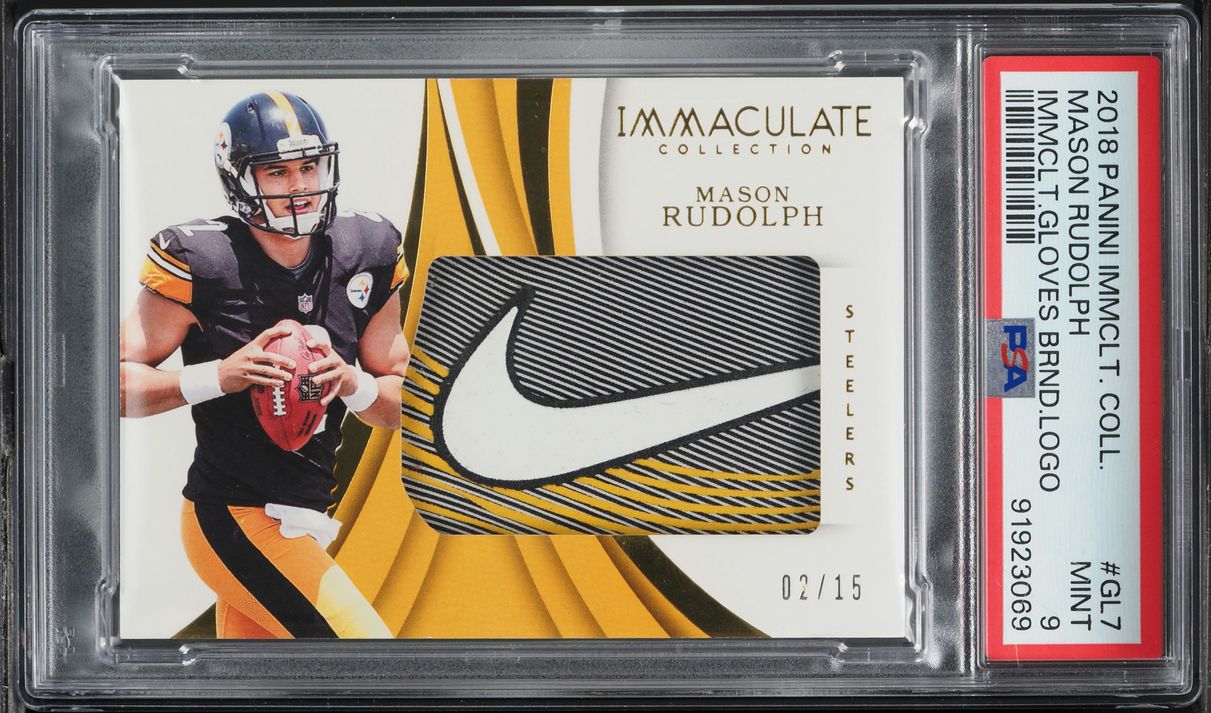 2018 Immaculate Collection Gloves Mason Rudolph ROOKIE NIKE PATCH /15 PSA 9