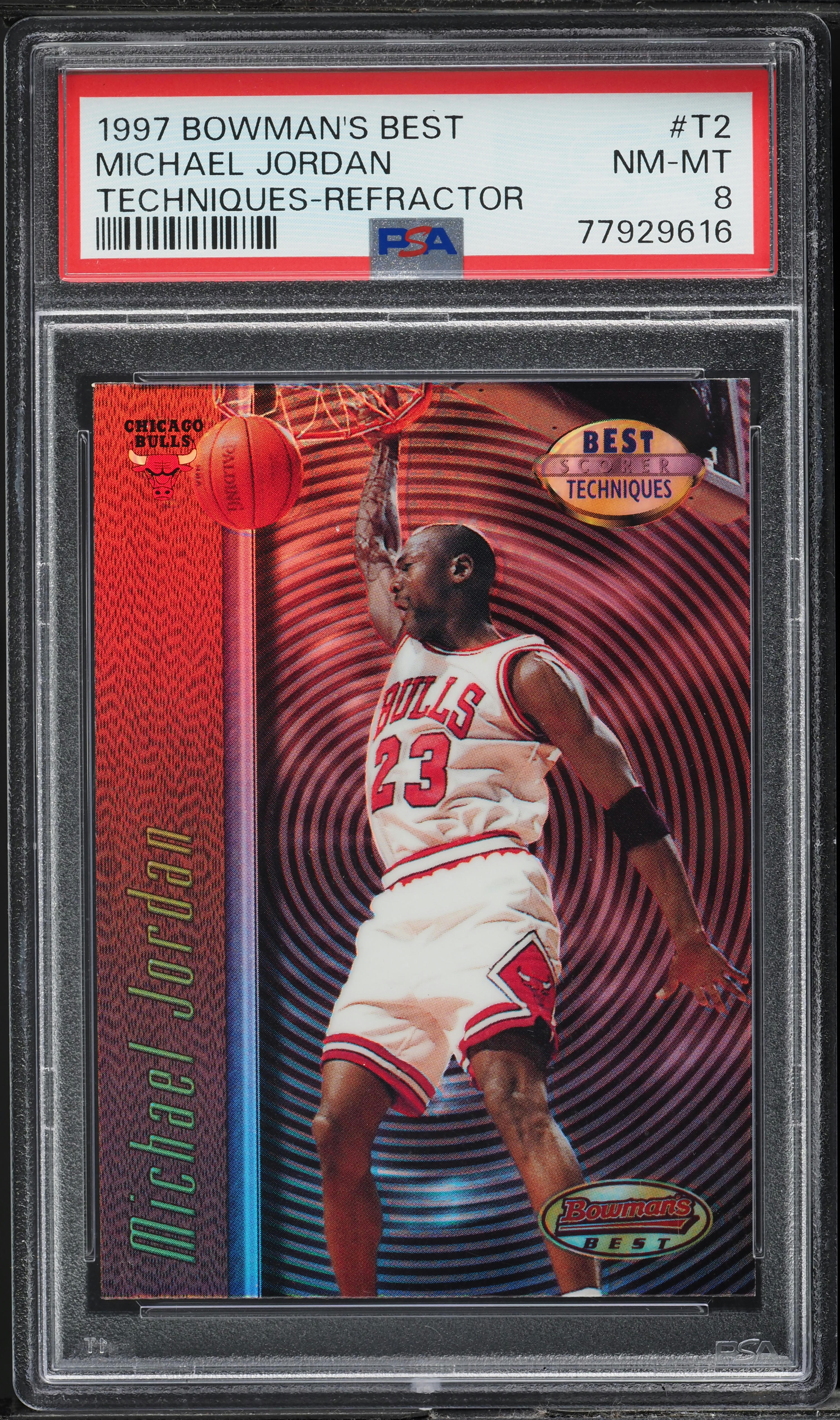 1997 Bowman's Best Techniques Refractor Michael Jordan #T2 PSA 8