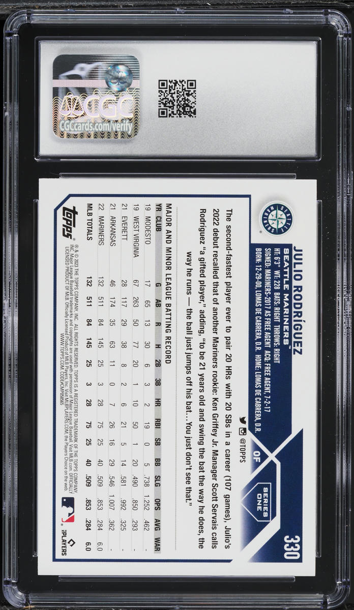 2023 Topps Julio Rodriguez #330 CGC 8 NM-MT
