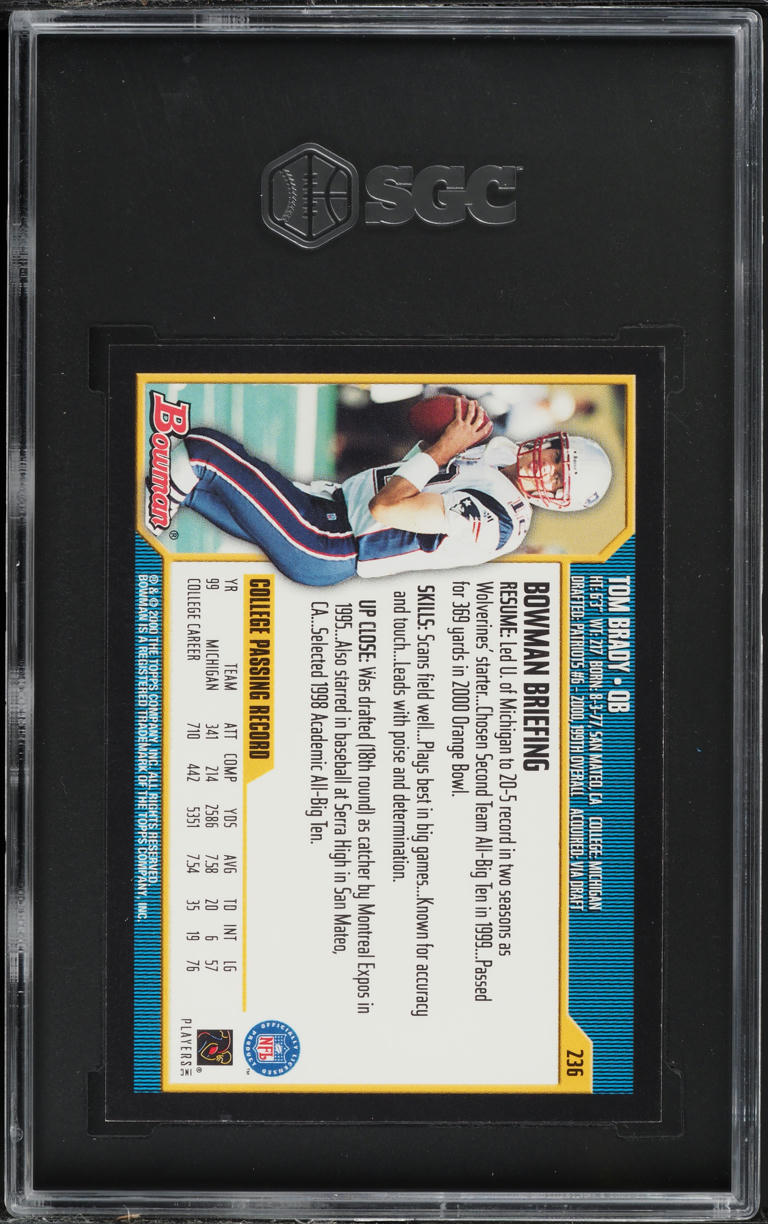 2000 Bowman Football Tom Brady ROOKIE #236 SGC 9.5 MINT+