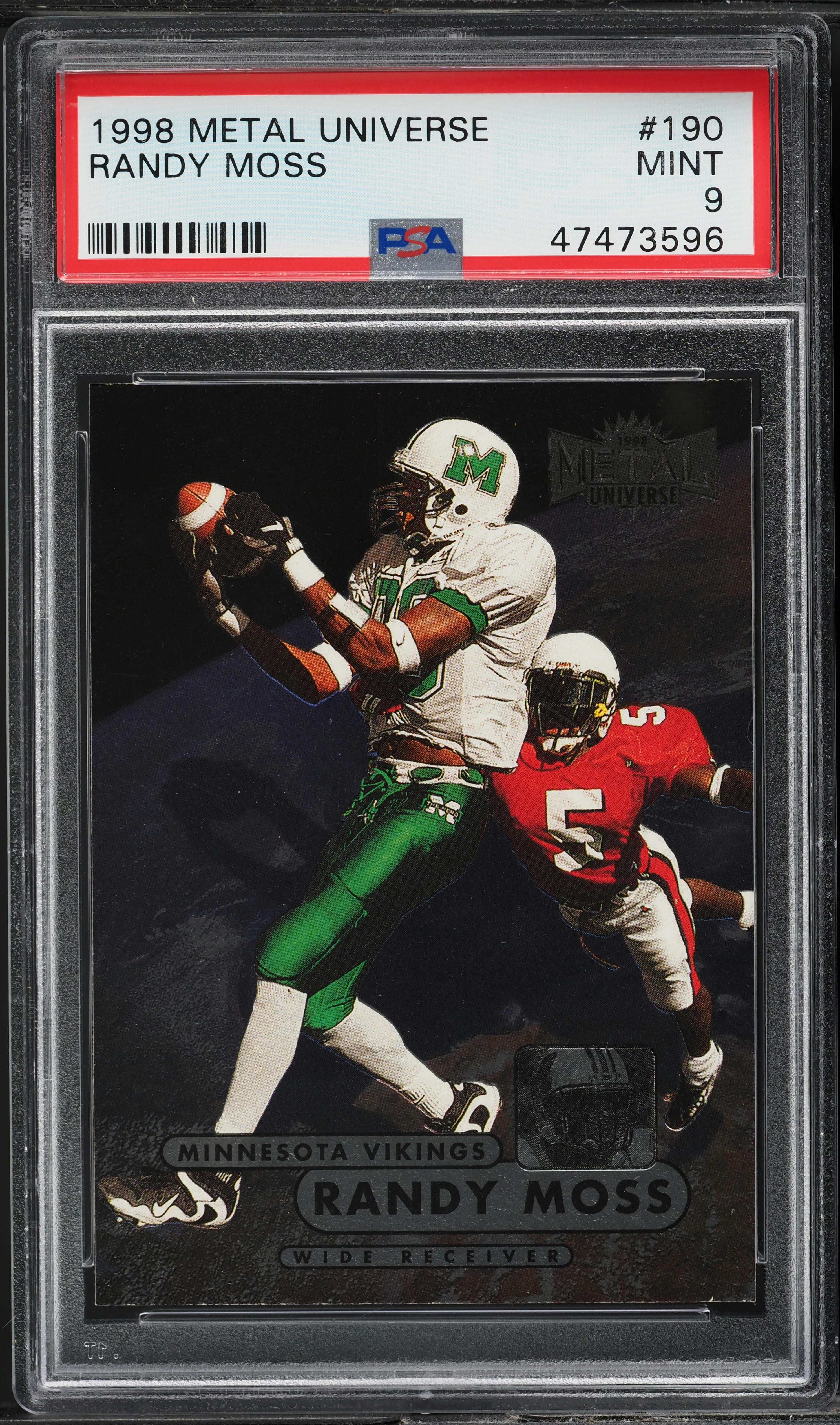 1998 Metal Universe Randy Moss ROOKIE #190 PSA 9 MINT on Fanatics