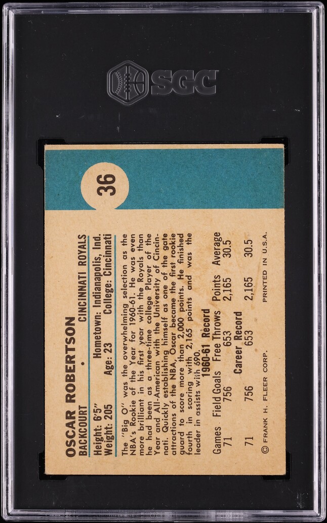 1961 Fleer Basketball Oscar Robertson ROOKIE #36 SGC 4 VGEX