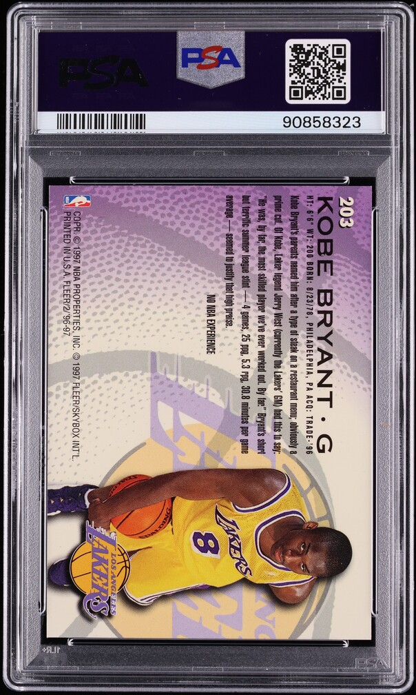 1996 Fleer Basketball Kobe Bryant ROOKIE #203 PSA 8 NM-MT