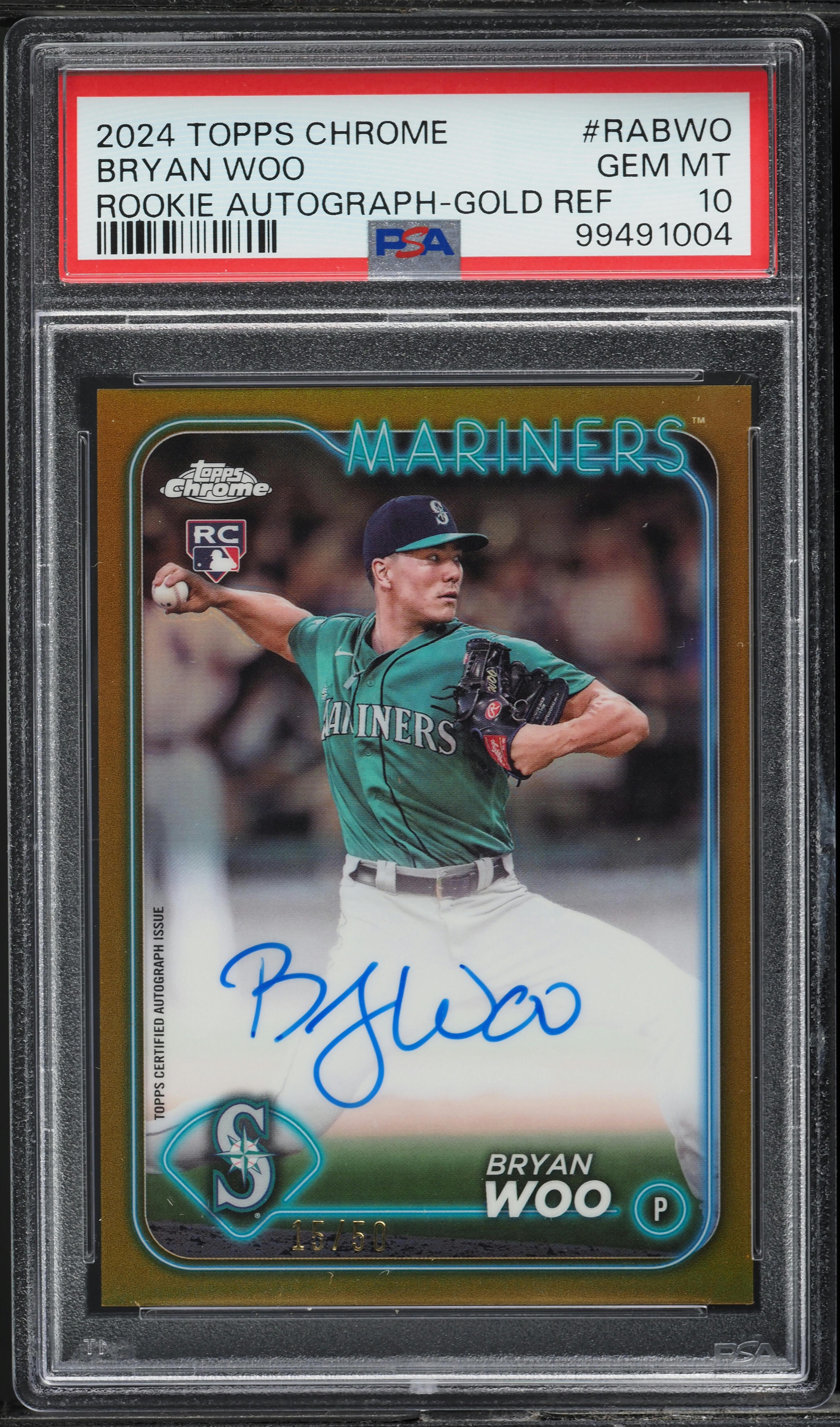 2024 Topps Chrome Gold Refractor Bryan Woo ROOKIE AUTO /50 #RABWO 
