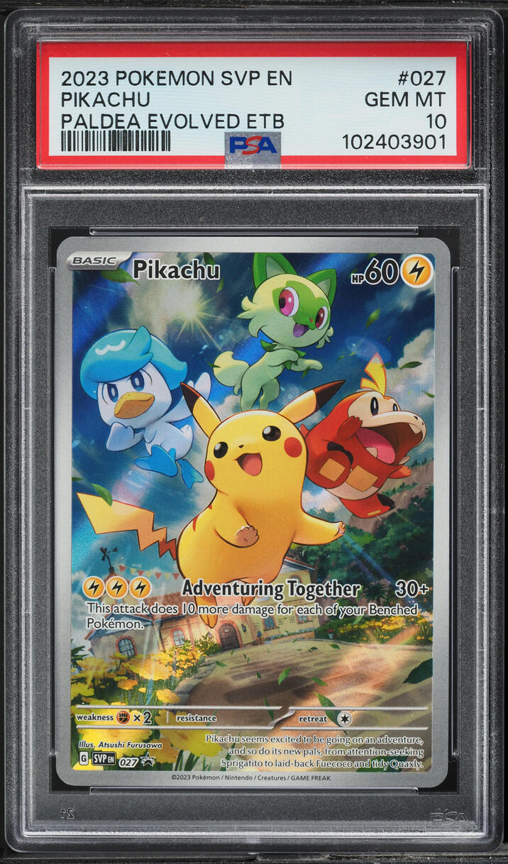 2023 Pokemon SV Black Star Promo Paldea Evolved ETB Pikachu #27 PSA 10 GEM MINT