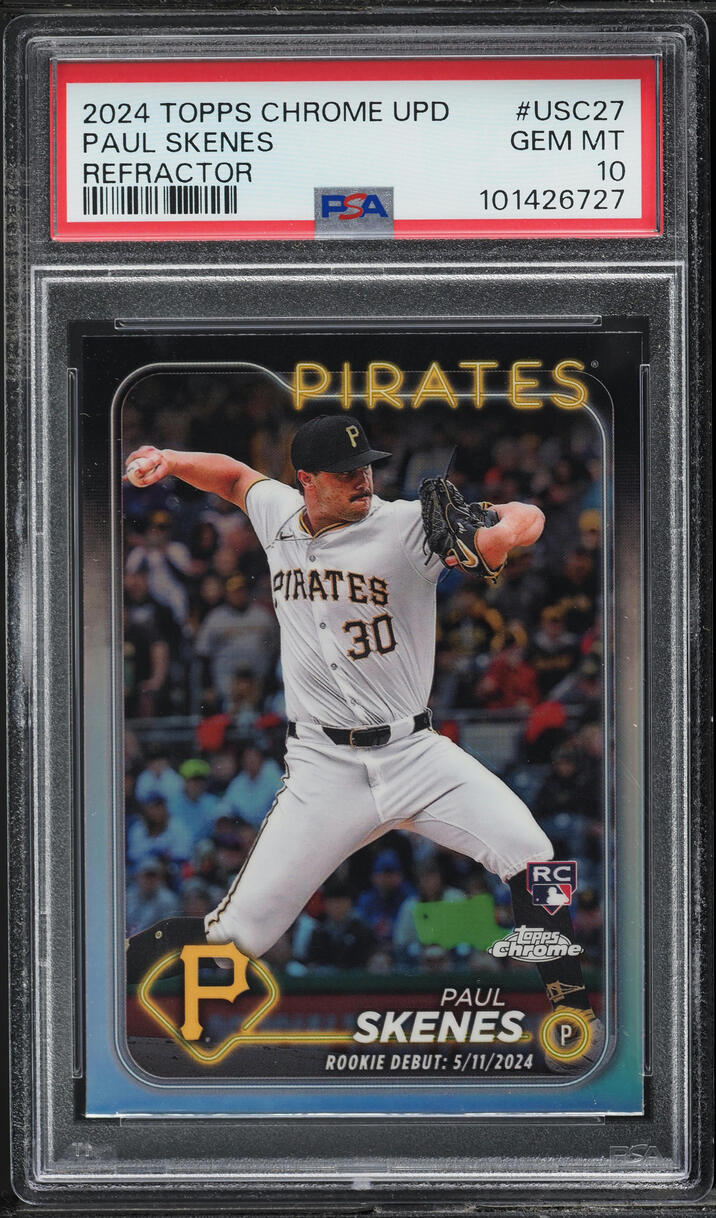 2024 Topps Chrome Update Refractor Paul Skenes ROOKIE #USC27 PSA 10 GEM MINT
