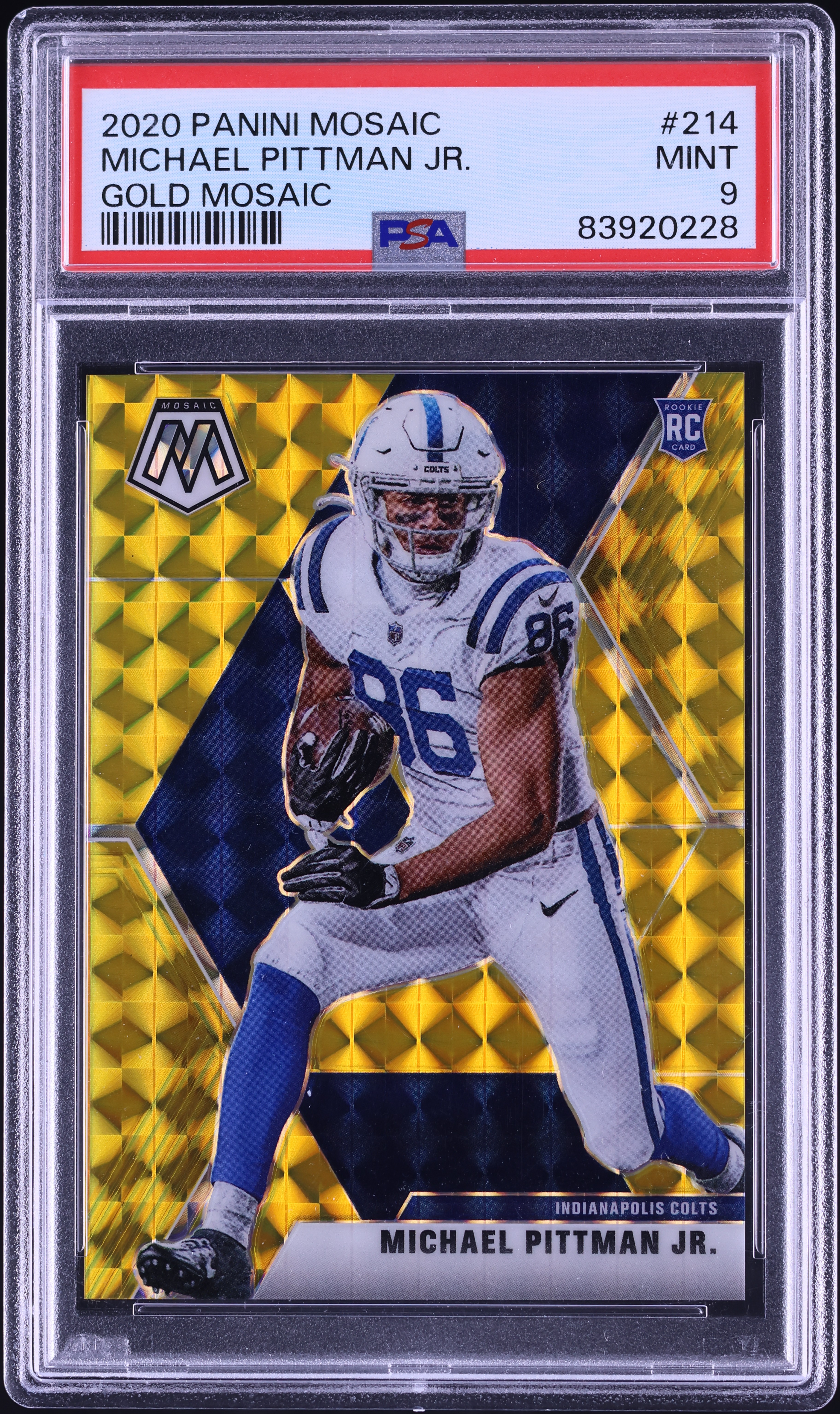 2020 Panini Mosaic Gold Michael Pittman Jr. ROOKIE /10 #214 PSA 9