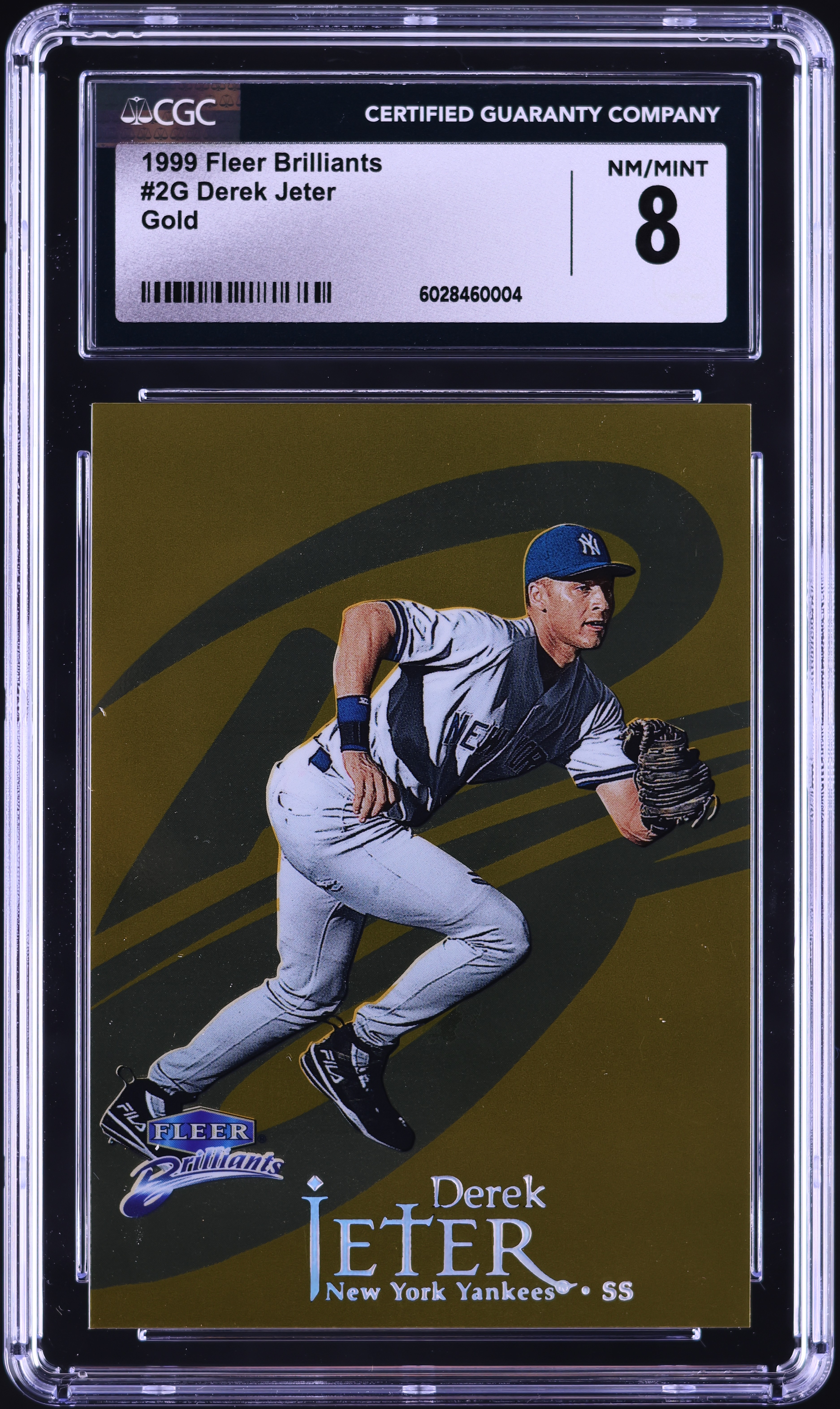 1999 Fleer Brilliants Gold Derek Jeter /99 #2G CGC 8 NM-MT on 