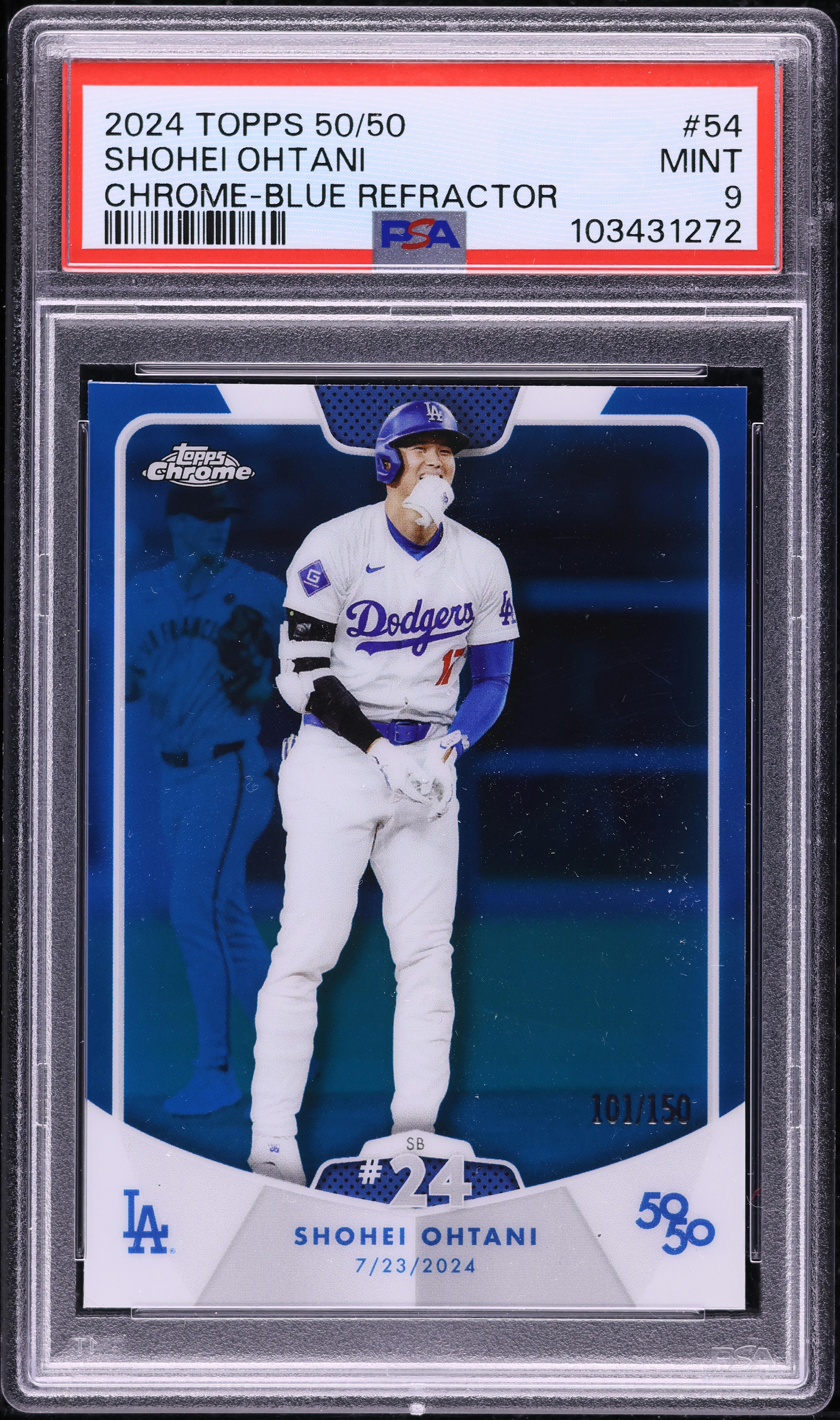 2024 Topps Chrome 50/50 Shohei Ohtani Blue Refractor Shohei Ohtani 