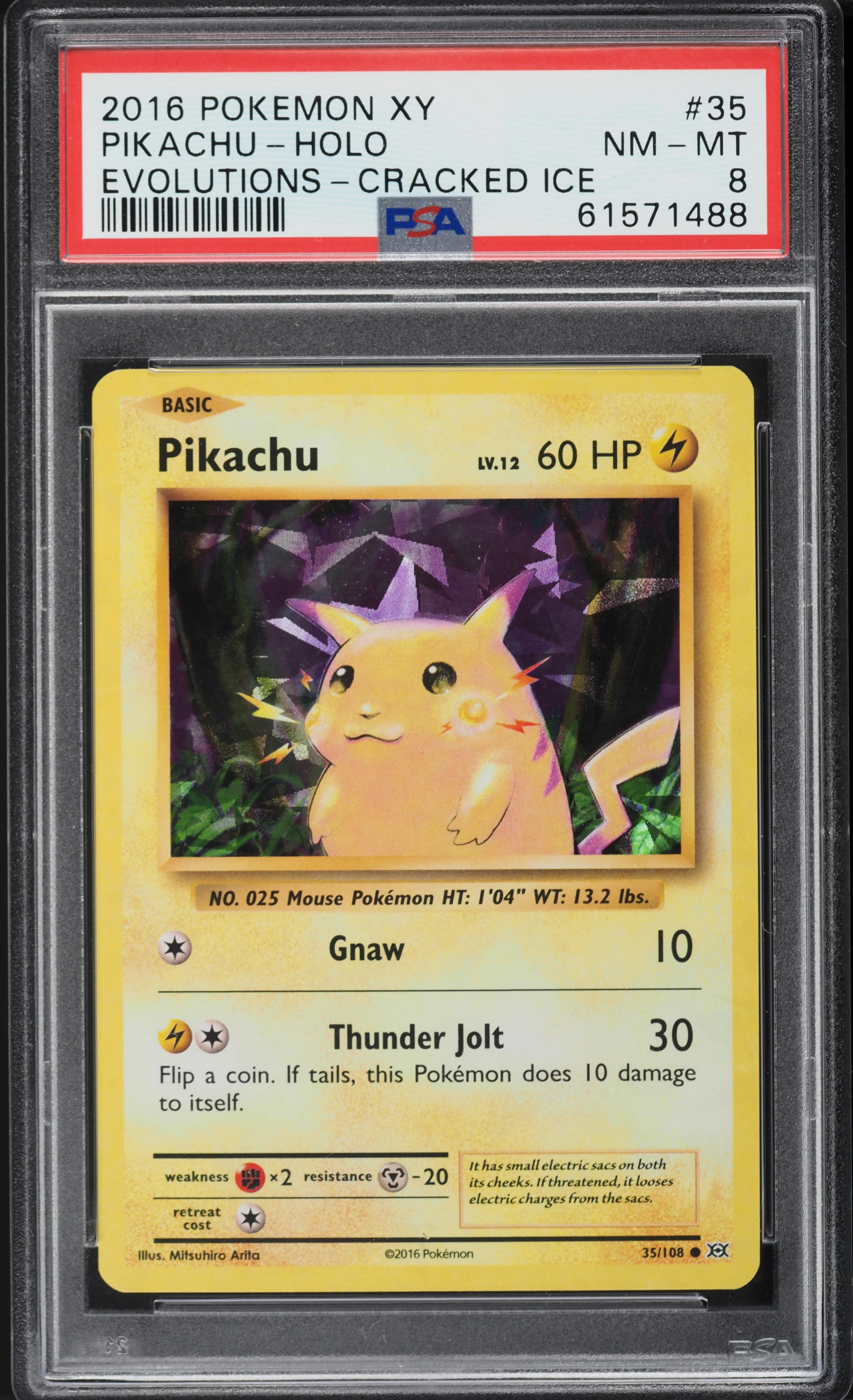 2016 Pokemon XY Evolutions Cracked Ice Holo Pikachu #35 PSA 8 NM