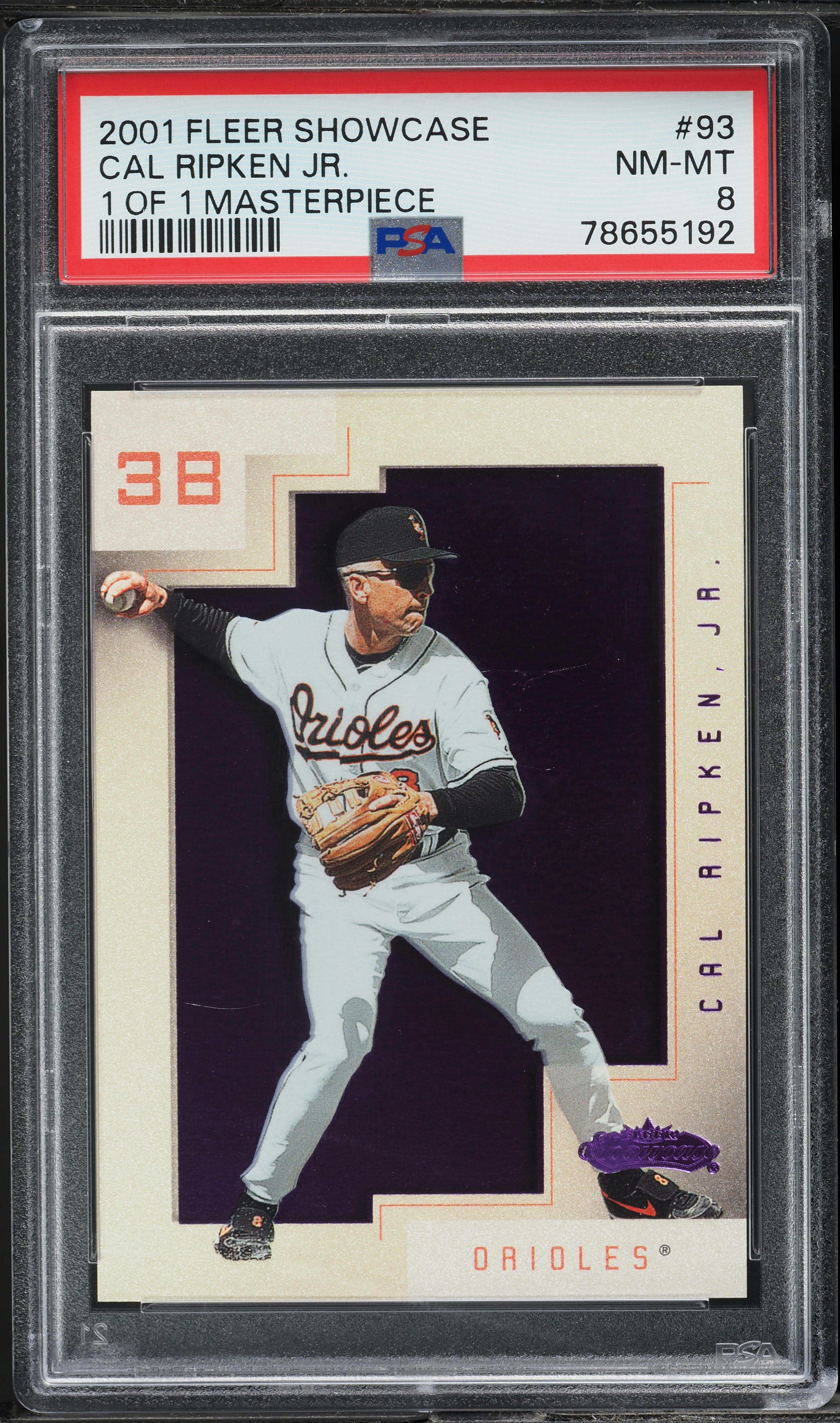 2001 Fleer Showcase Masterpiece Cal Ripken Jr. 1/1 #93 PSA 8 NM-MT 