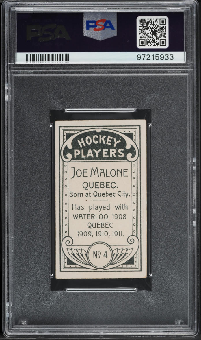 1911 C55 Hockey Joe Malone ROOKIE #4 PSA 5 EX