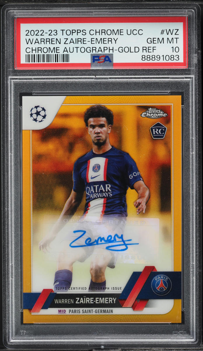 2022 Topps Chrome UEFA Gold Warren Zaire-Emery ROOKIE AUTO /50 #WZ PSA 10 GEM