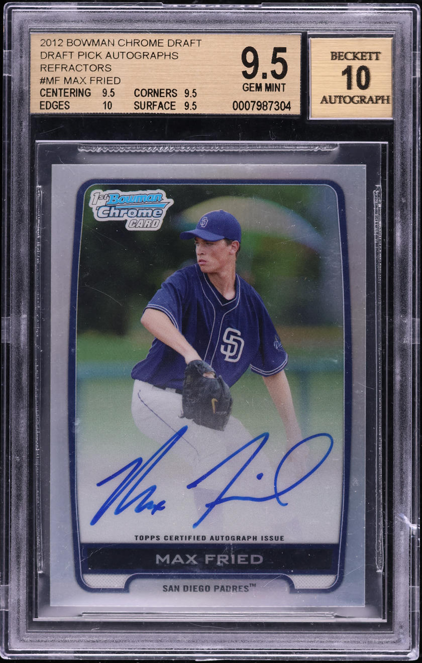 2012 Bowman Chrome Draft Pick Refractor Max Fried PROSPECT AUTO #BCA-MF BGS 9.5
