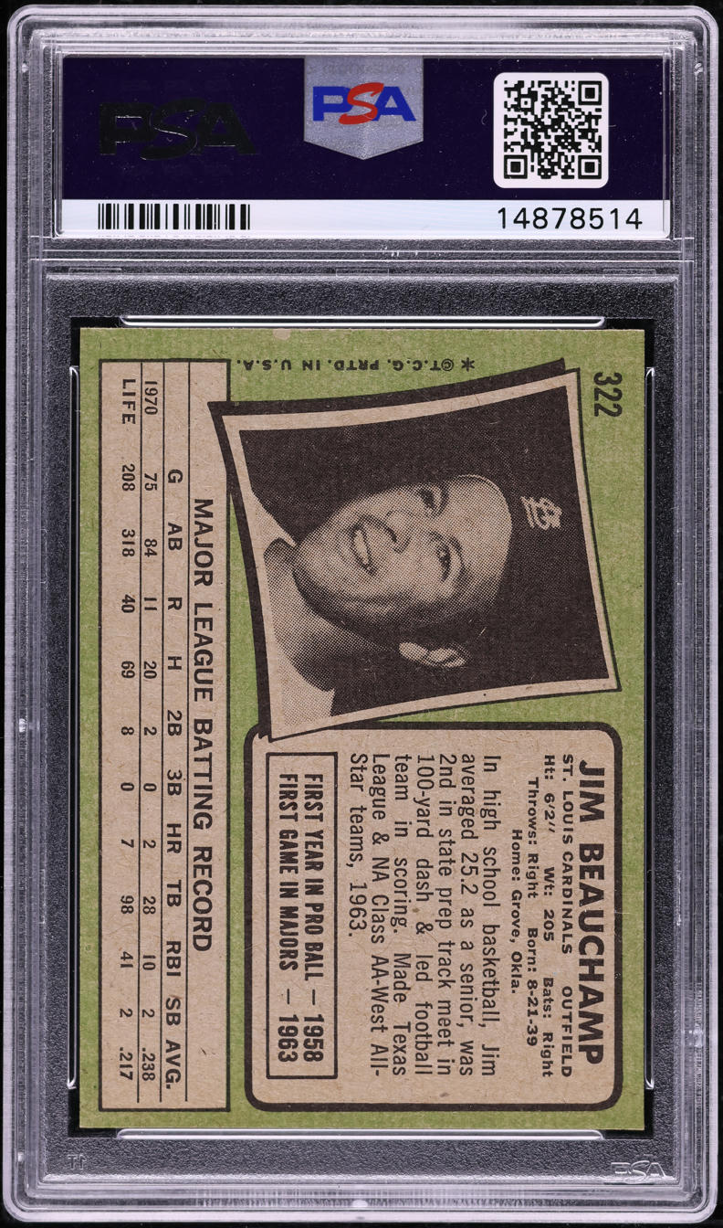 1971 Topps Jim Beauchamp #322 PSA 9 MINT