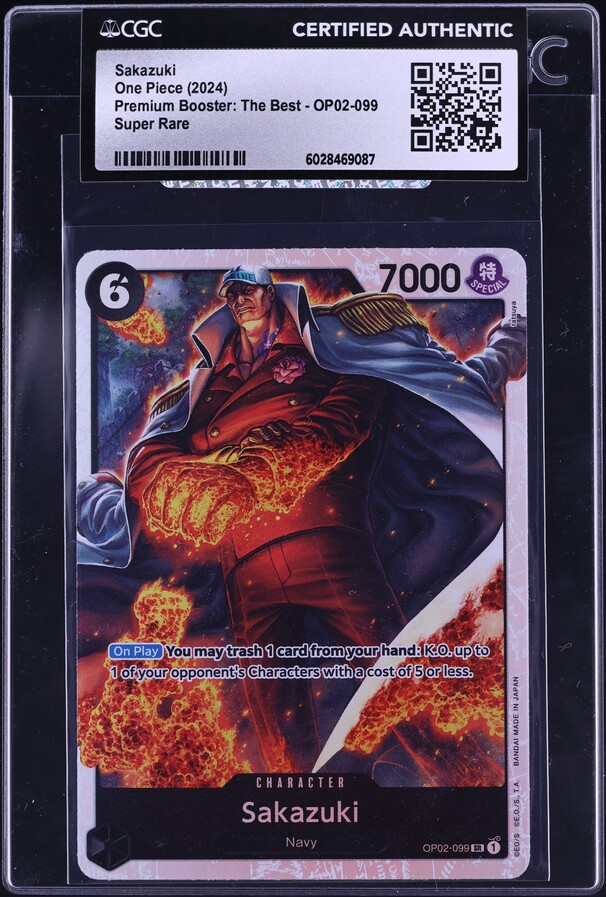 2023 One Piece Promo Offline Regional Top 16 Sakazuki #OP02-099 PSA 10 GEM MINT on Fanatics Collect 2023 One Piece Promo Offline Regional Top 16 Sakazuki #OP02-099 PSA 10 GEM MINT on Fanatics Collect