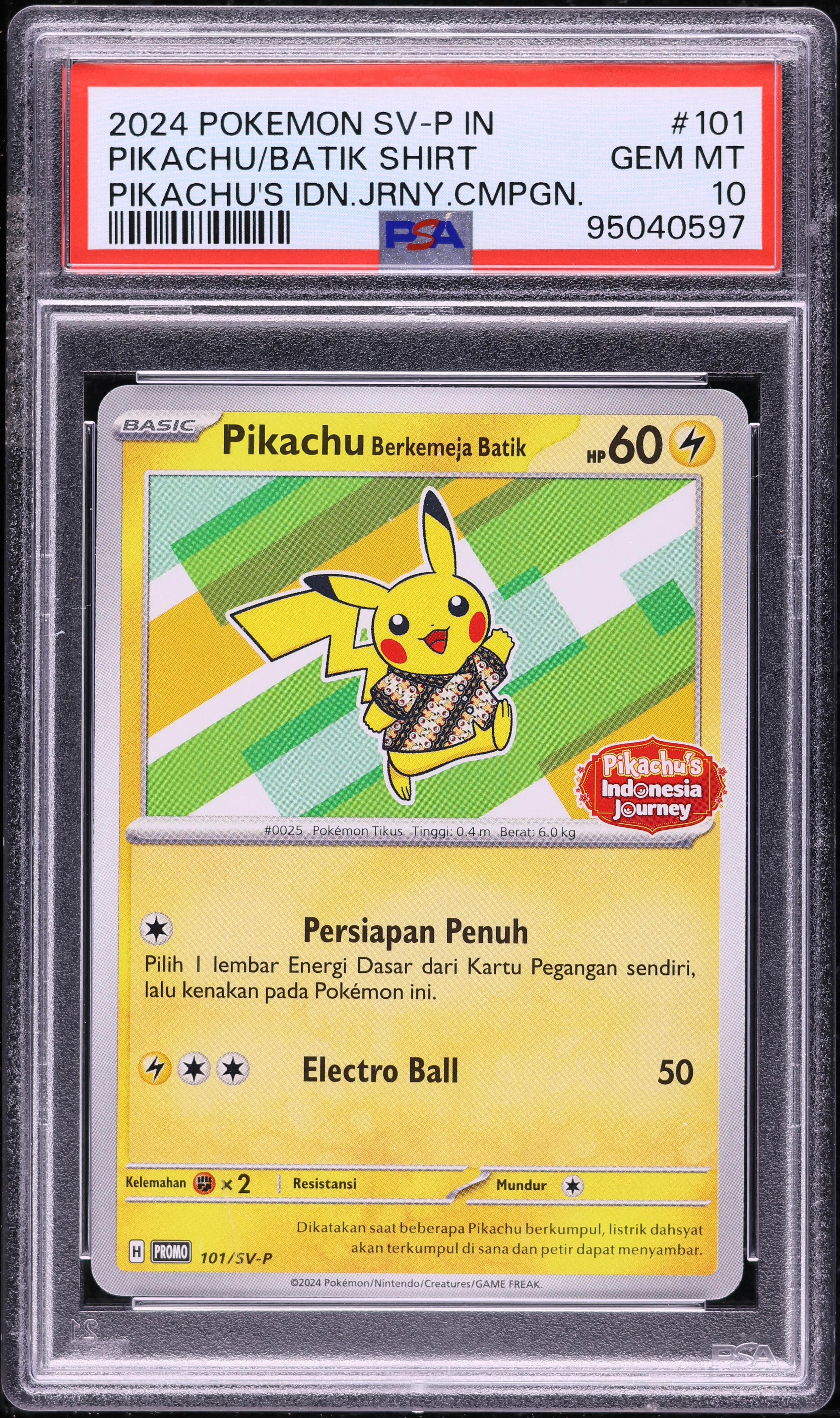 2024 Pokémon Pikachu/Batik Shirt #154 2024 Pokemon Indonesian SV Promo Journey Pikachu In Batik Shirt
