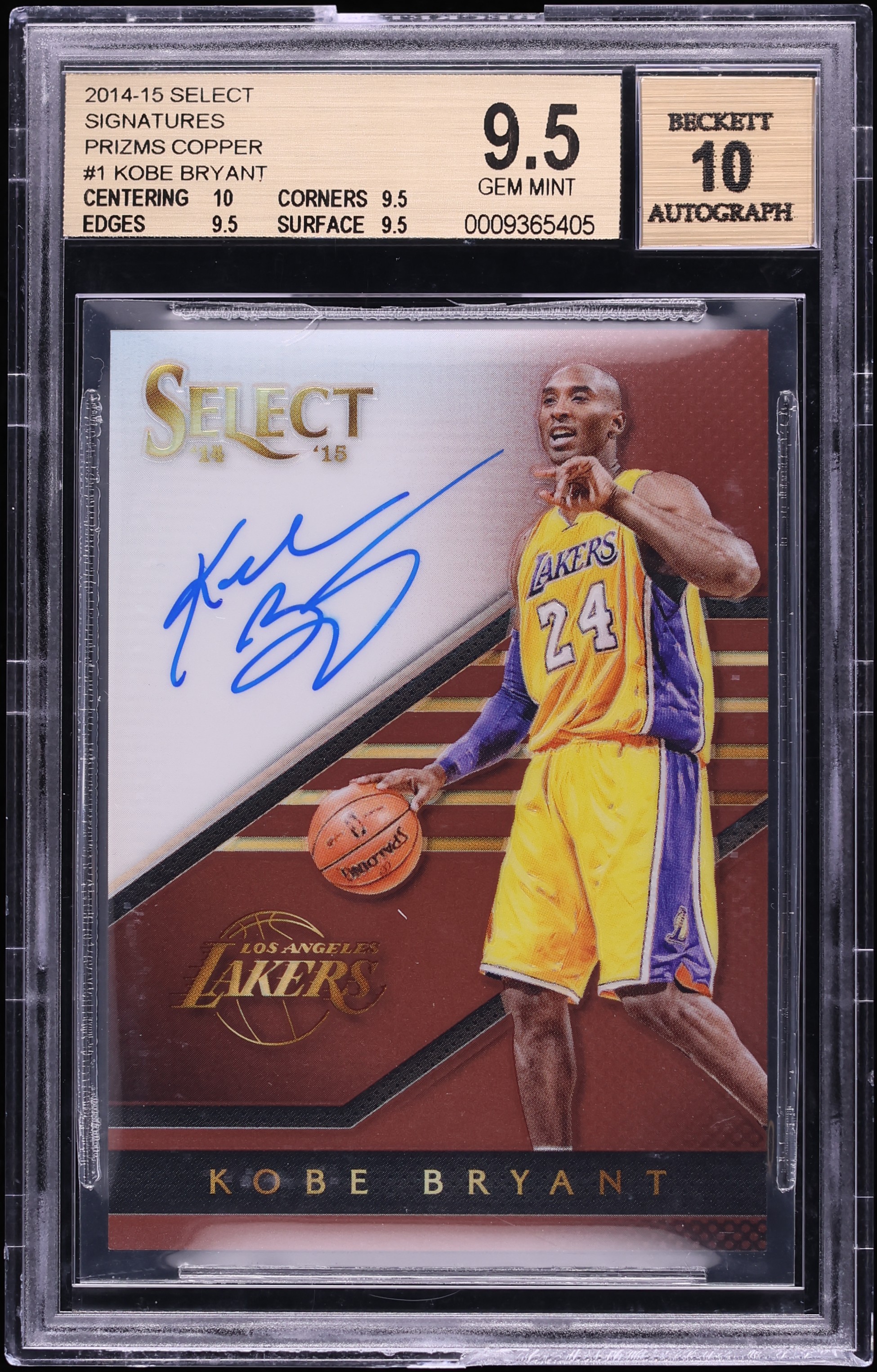 2014 Select Copper Prizm Kobe Bryant AUTO /49 #S-KB BGS 9.5 GEM
