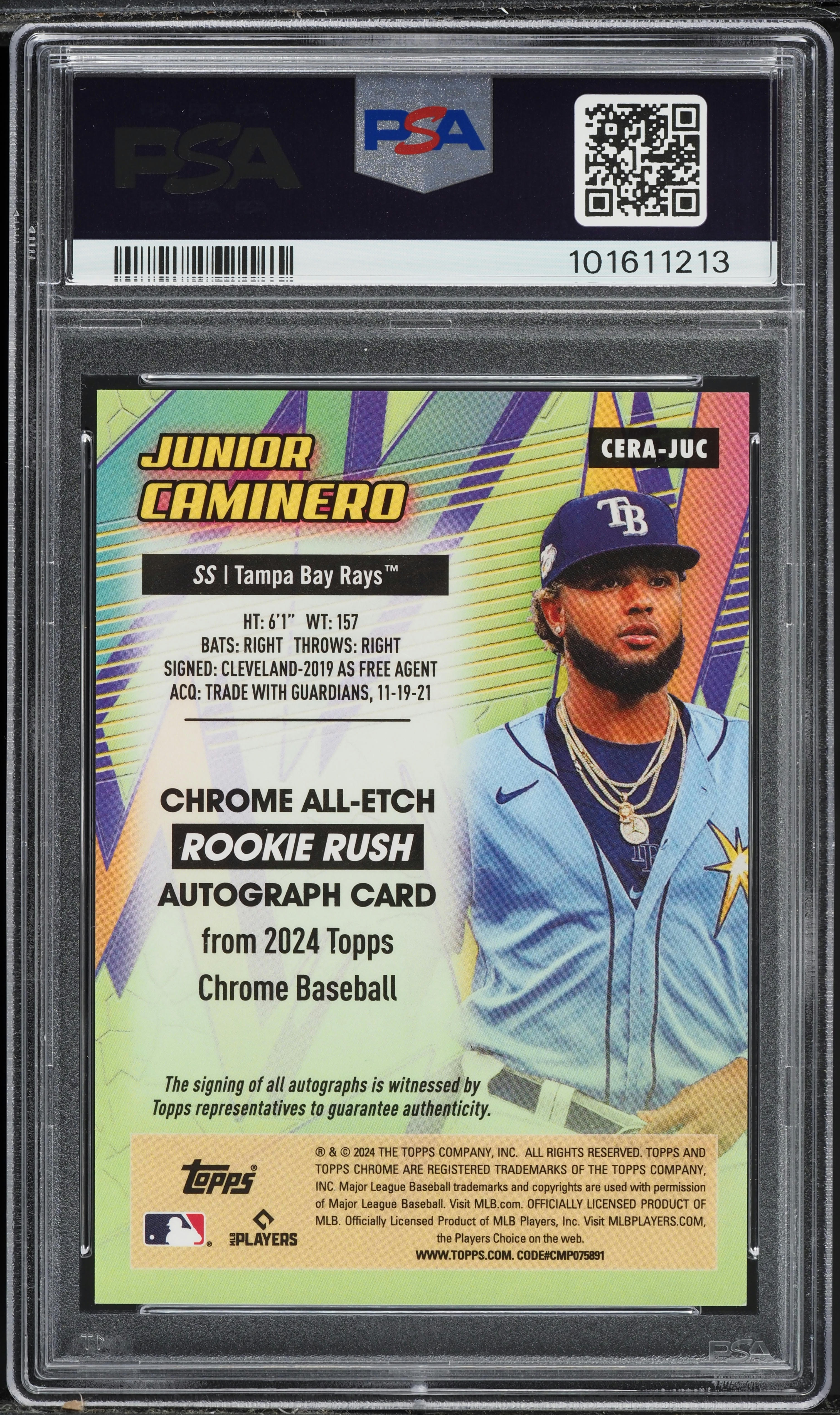 2024 Topps Chrome All-Etch Rush Red Junior Caminero ROOKIE AUTO 