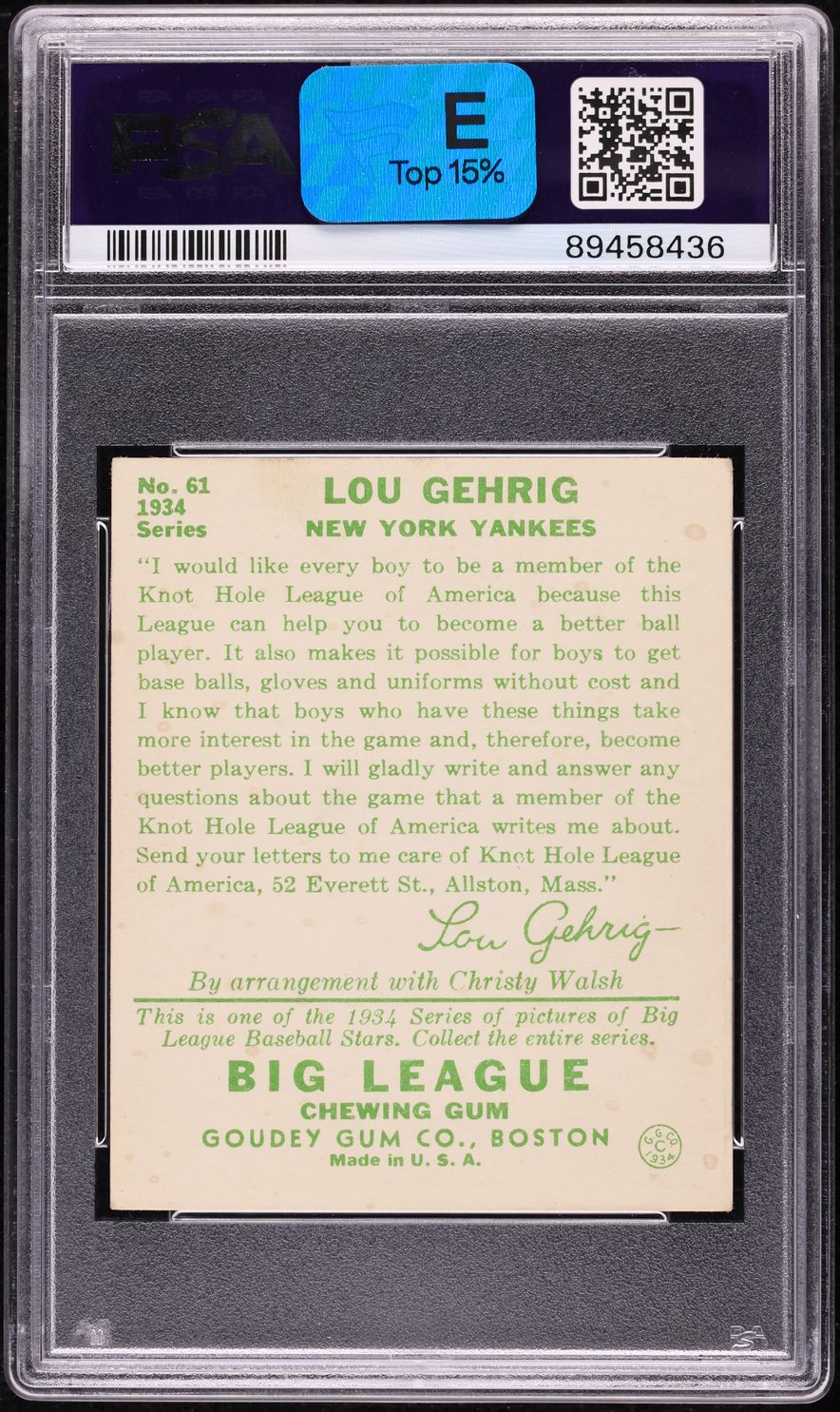 1934 Goudey Lou Gehrig #61 PSA 4.5 VGEX+