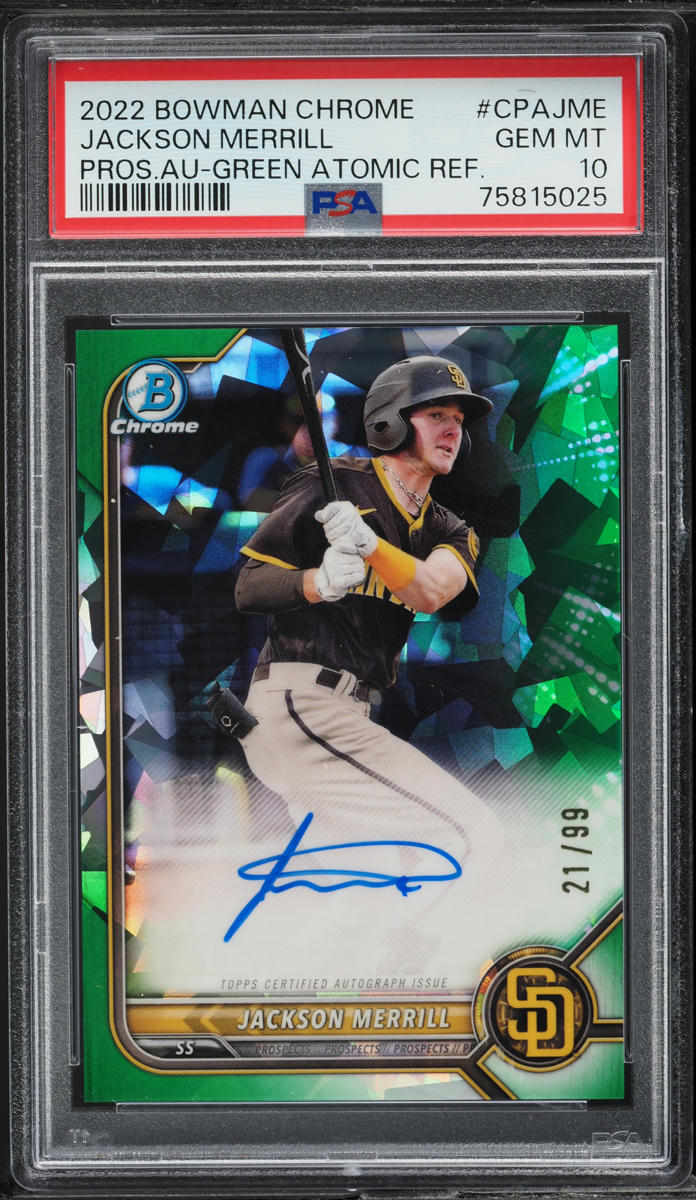 2022 Bowman Chrome Green Atomic Refractor Jackson Merrill AUTO /99