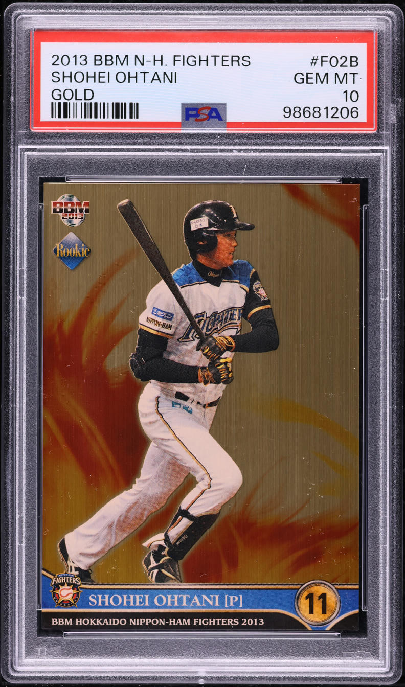 2013 BBM Hokkaido Nippon Ham Fighters Gold Shohei Ohtani ROOKIE /200 PSA 10 GEM
