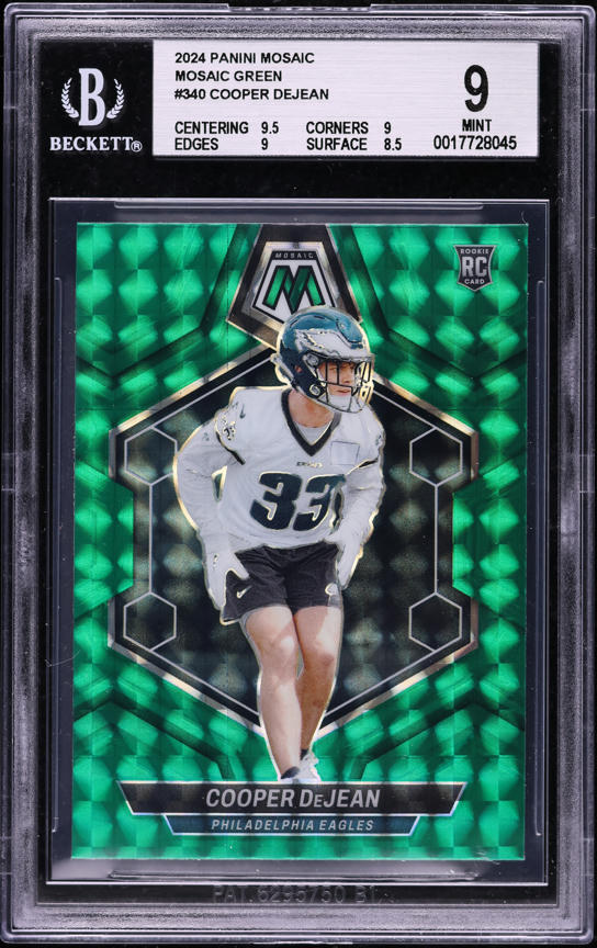 2024 Panini Mosaic Green Cooper DeJean ROOKIE #340 BGS 9 MINT on