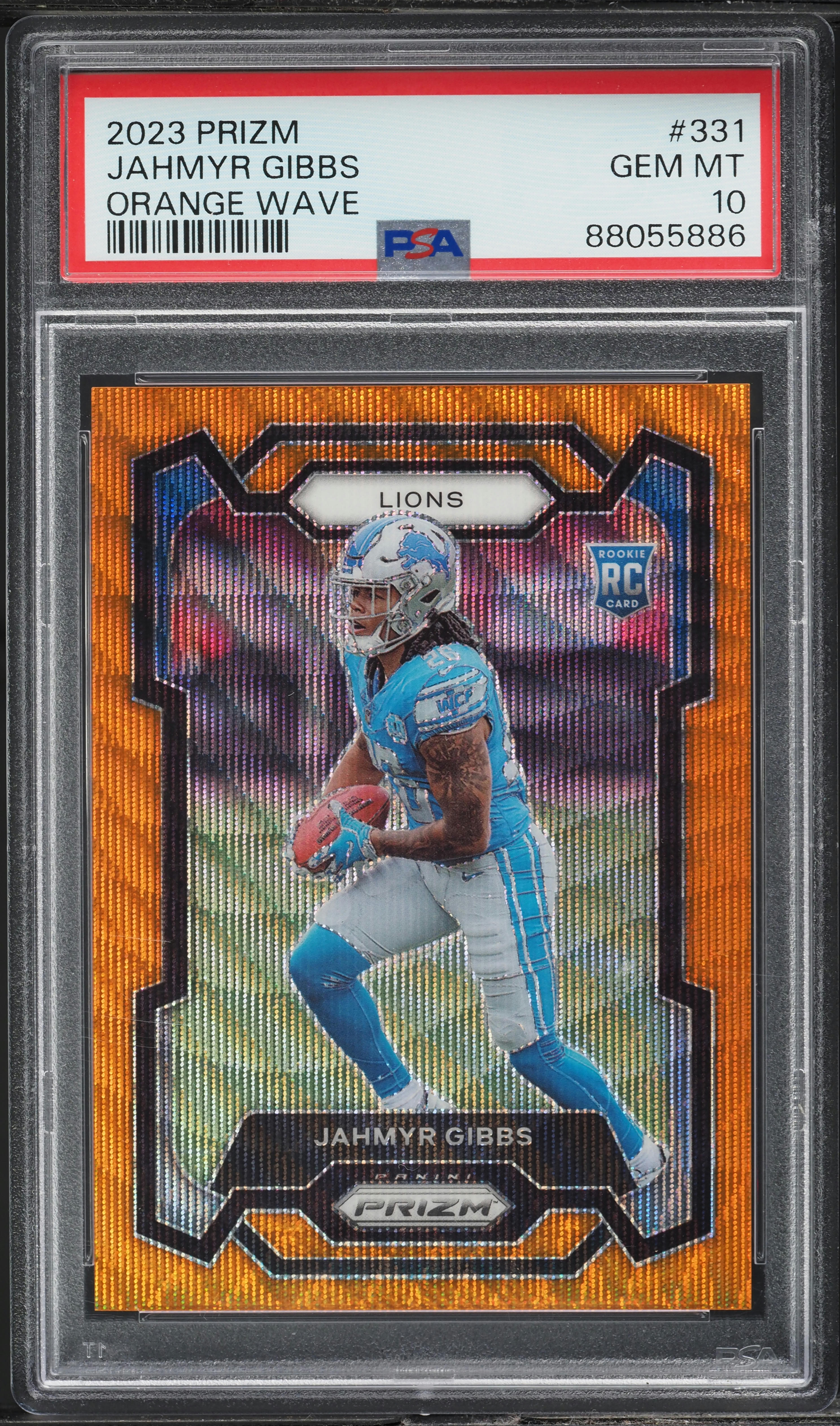 2023 Panini Prizm Orange Wave Jahmyr Gibbs ROOKIE /60 #331 PSA 10