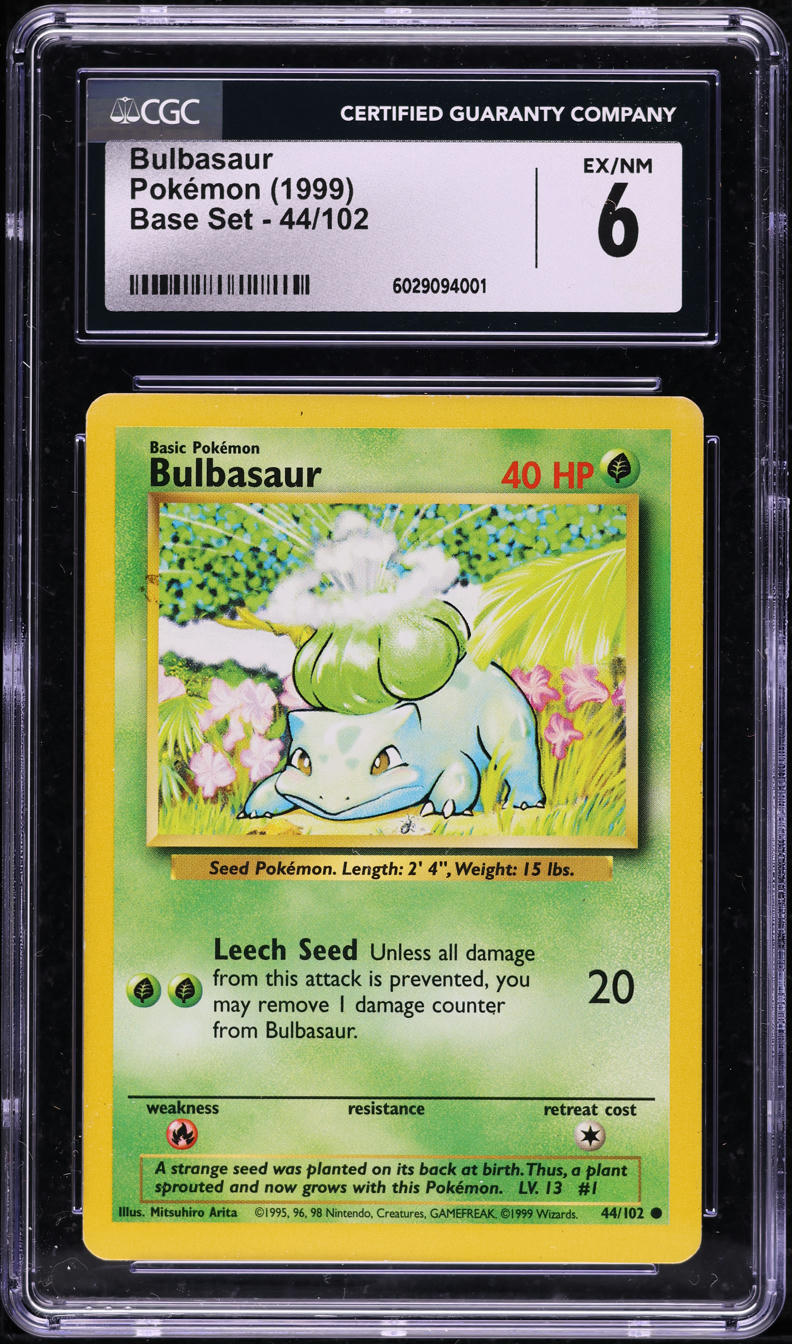 1999 Pokemon Base Set Bulbasaur #44 CGC 6 EXMT