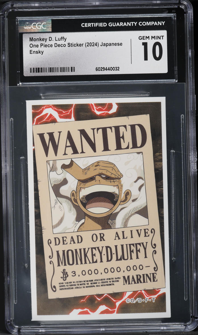 2024 One Piece Japanese Ensky Deco Sticker Monkey D. Luffy CGC 10 GEM MINT