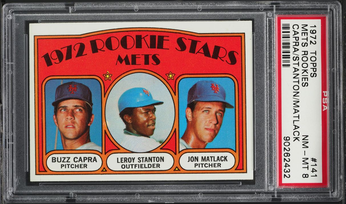 1972 Topps Mets Buzz Capra Leron Stanton Jon Matlack ROOKIE #141 PSA 8 NM-MT